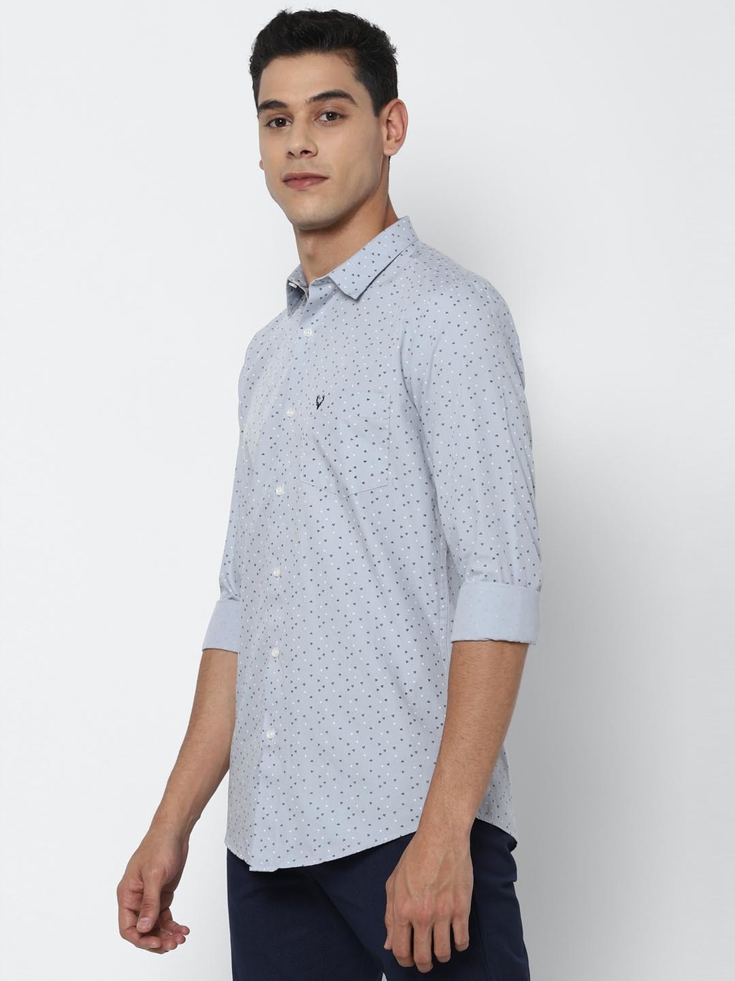 Buy Allen Solly White & Blue Cotton Regular Fit Printed Shirt for Mens  Online @ Tata CLiQ