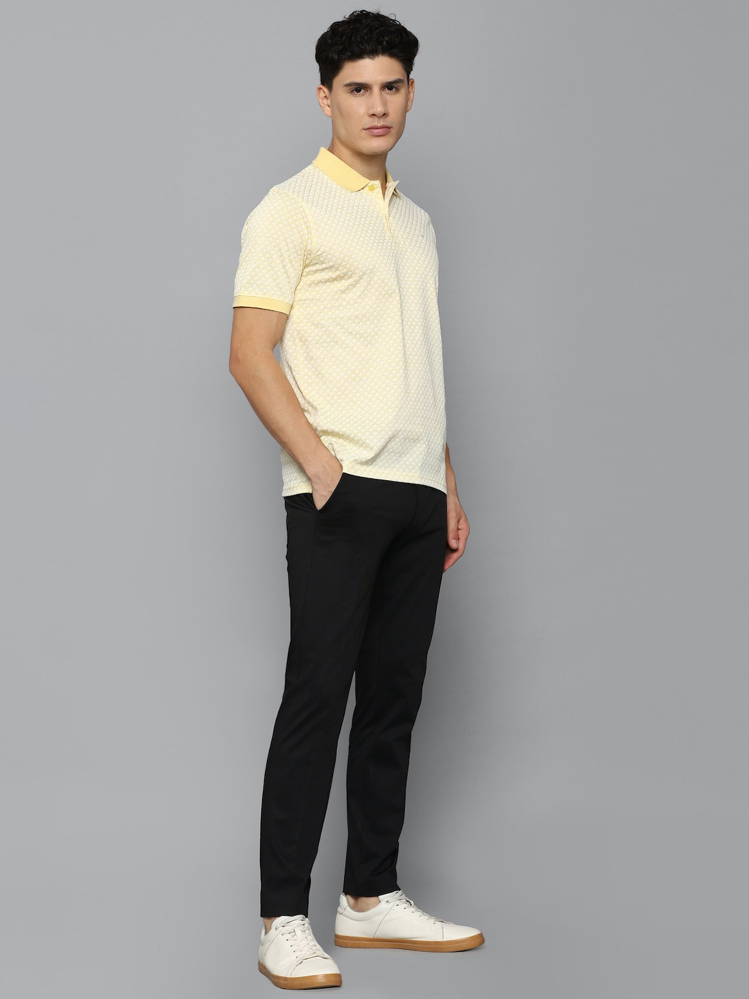 Louis Philippe cotton yellow printed t shirt - G3-MTS16180