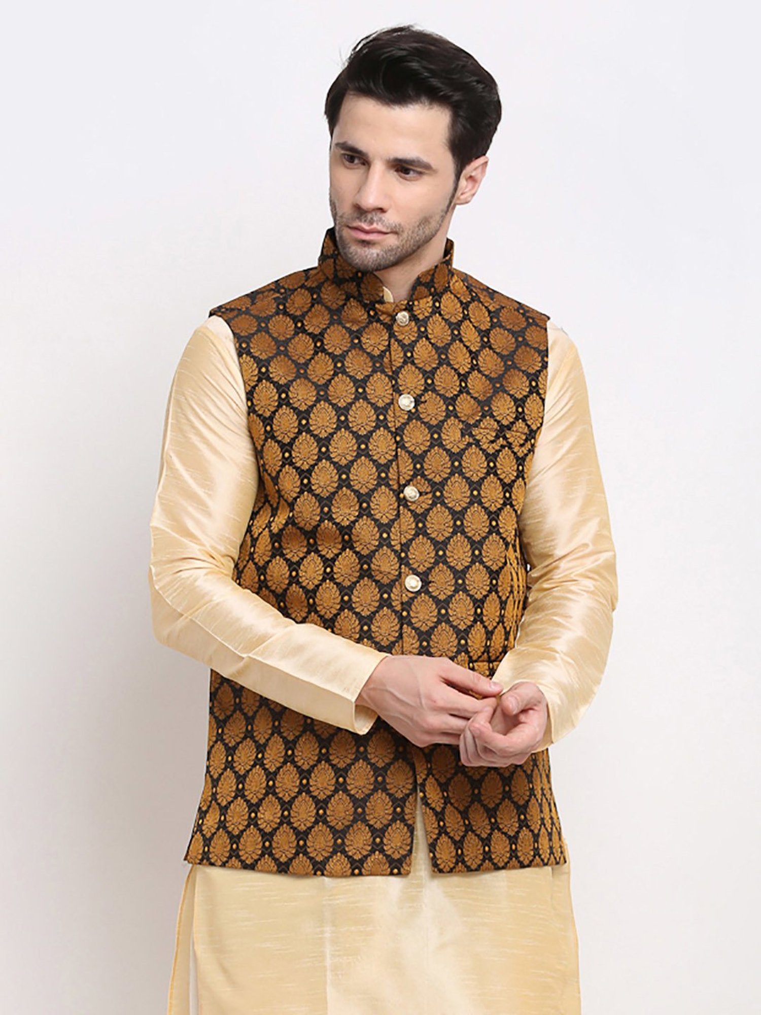 Buy Black 3-Piece Ethnic Suit for Men by Even Online | Ajio.com