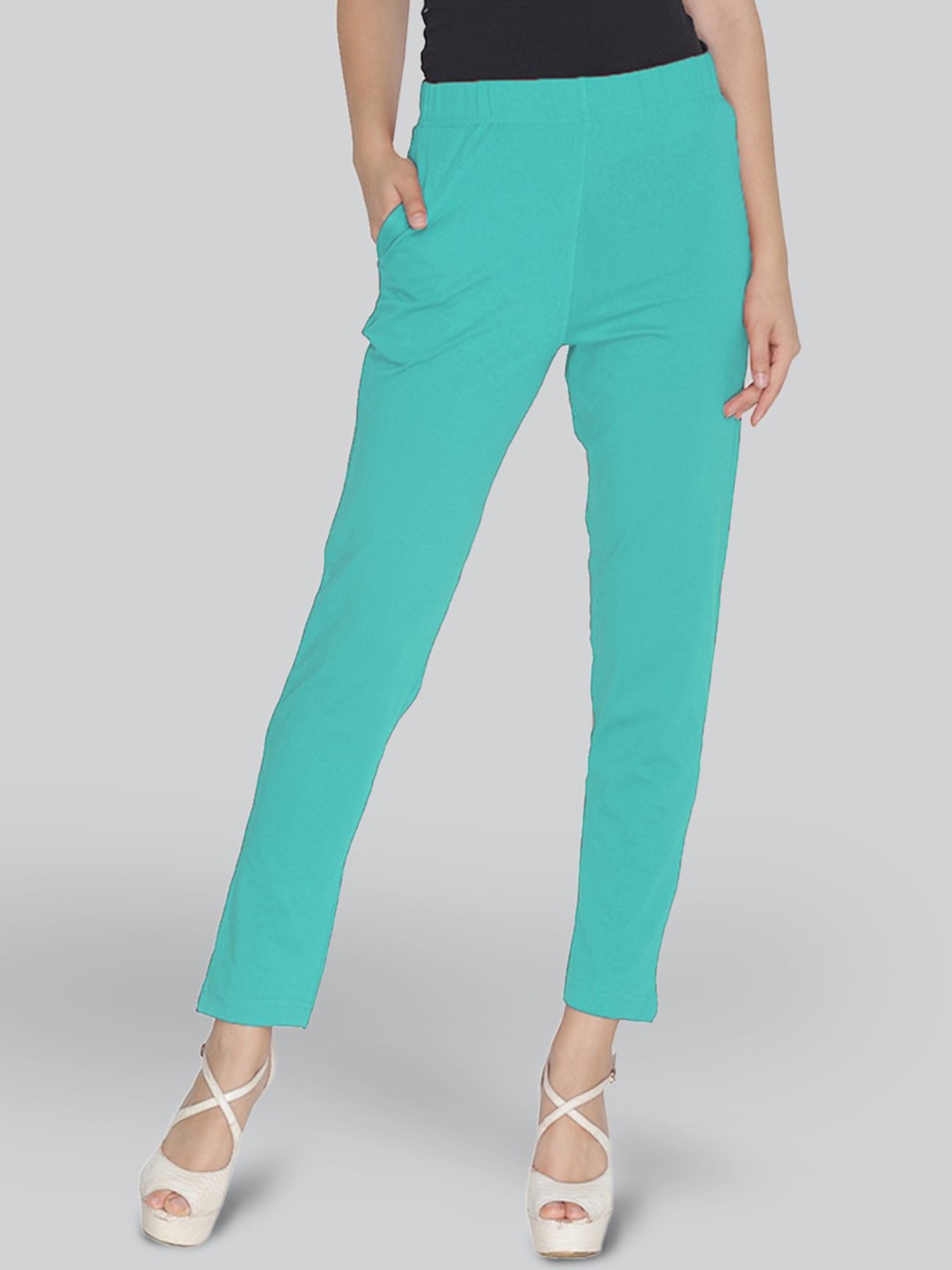 Lyra Green Cotton Ankle Length Pants