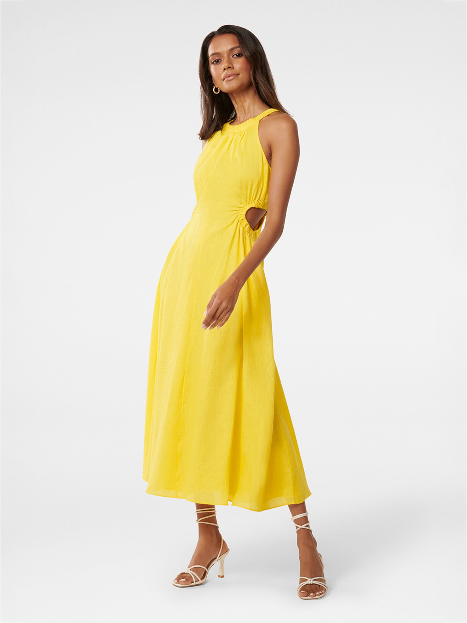 Rayon Smoking Yellow Midi Dress – lady stark