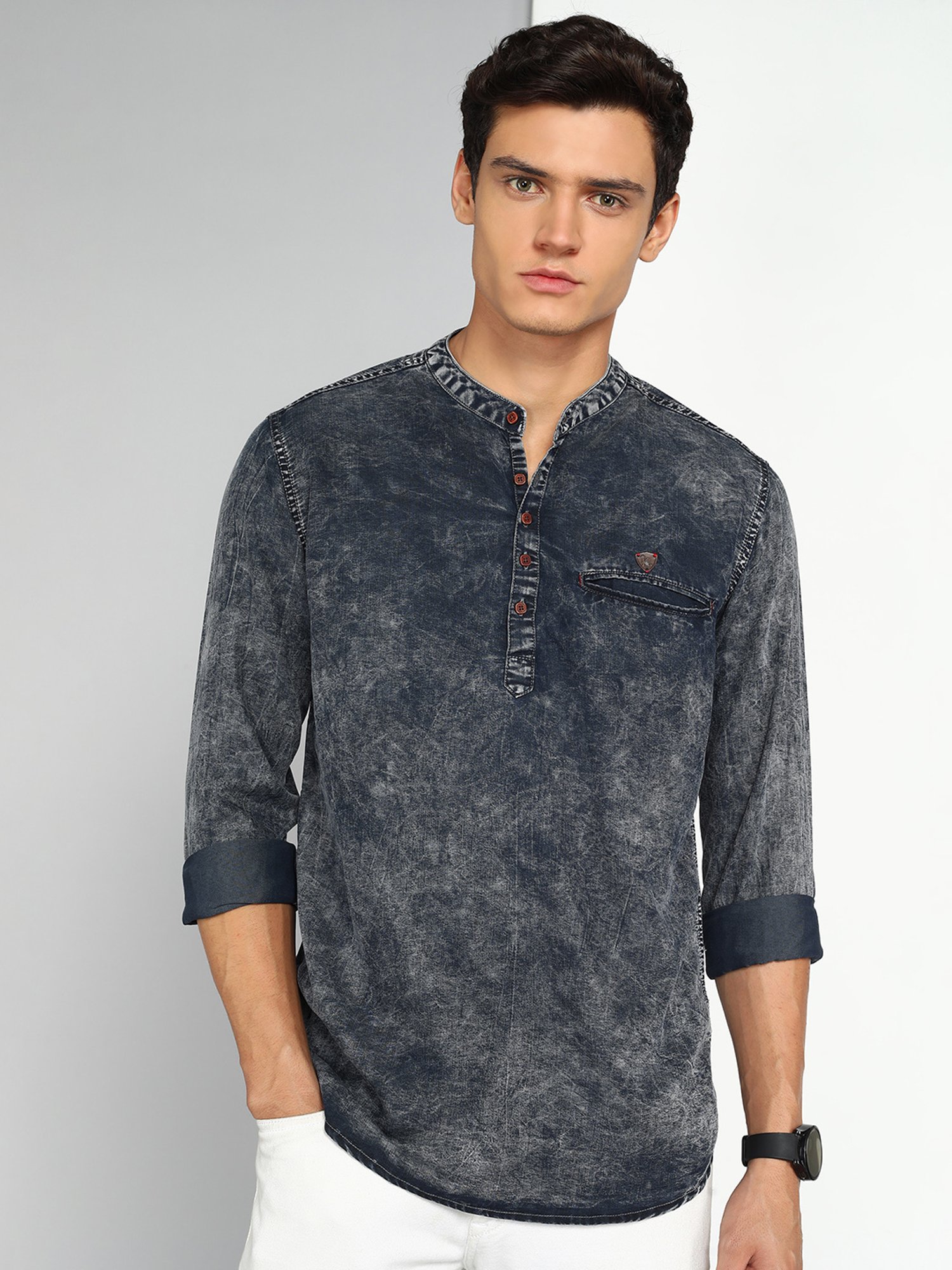 Kuons Avenue Blue Regular Fit Denim Short Kurta