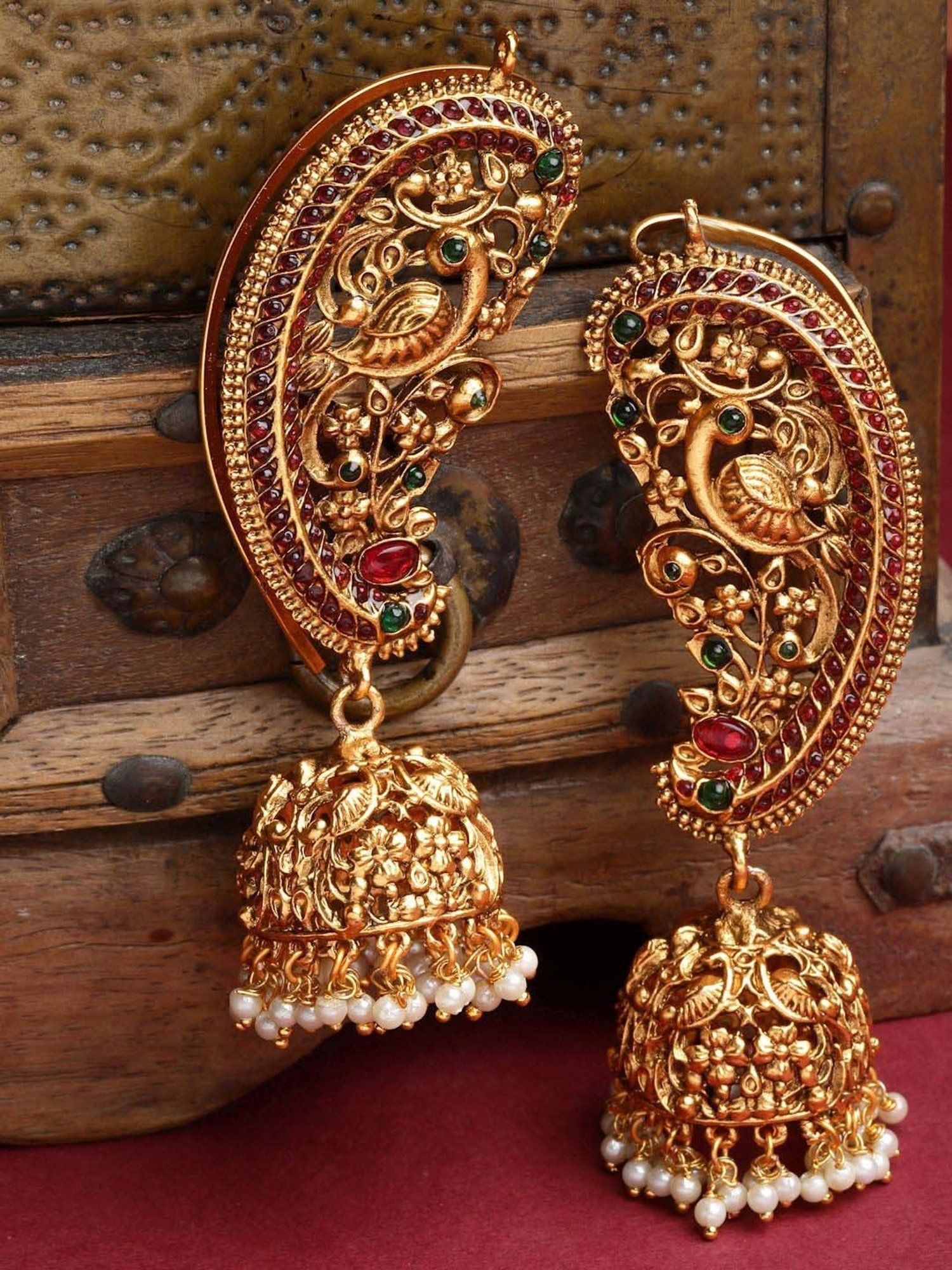 Golden Plated Multi-Layer Ear Cuff Jhumka Earrings, Jewellery, Earrings &  Drops Free Delivery India.