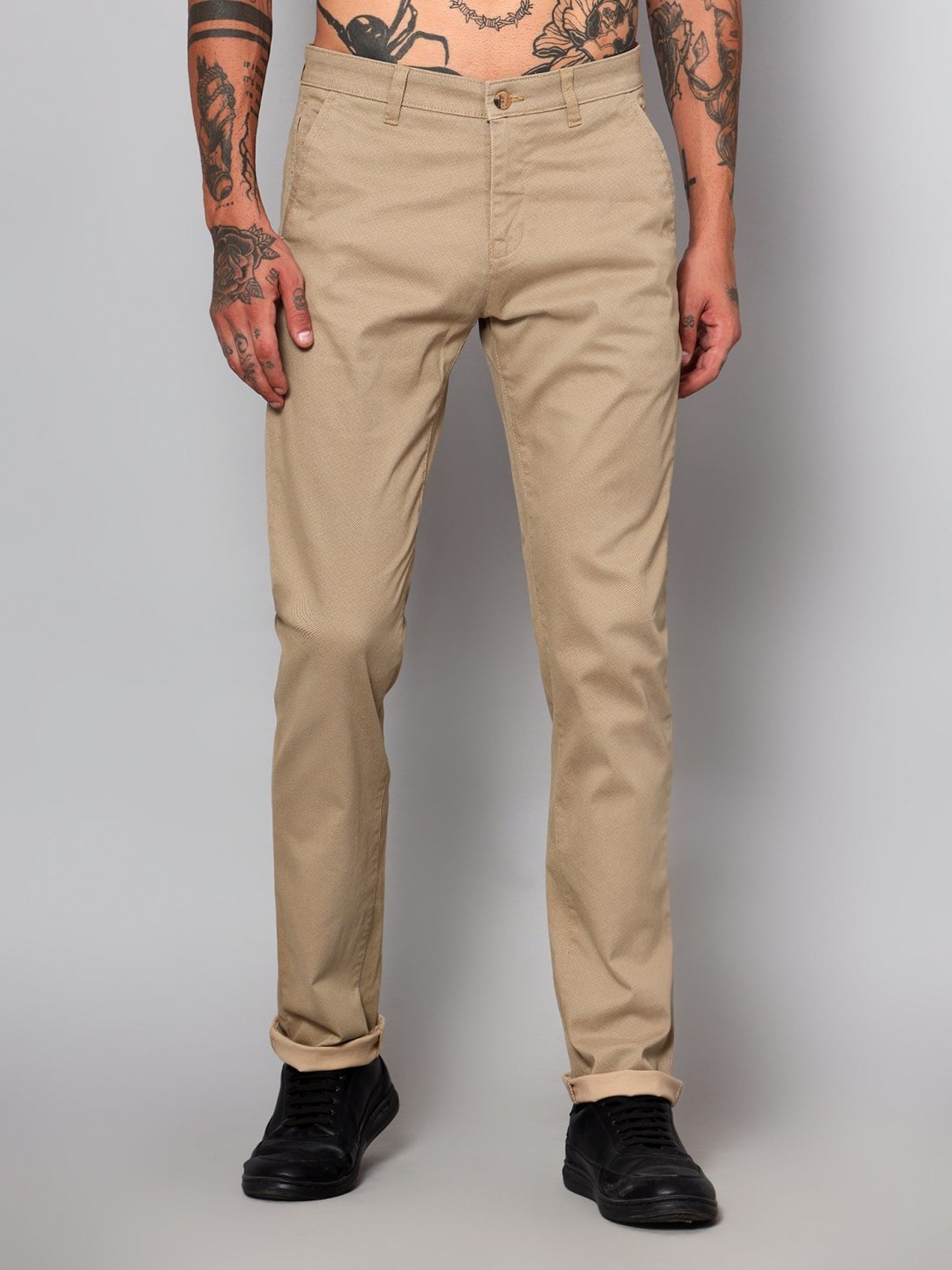 Buy Cantabil Men Khaki Slim Fit Casual Trousers - Trousers for Men 777671 |  Myntra