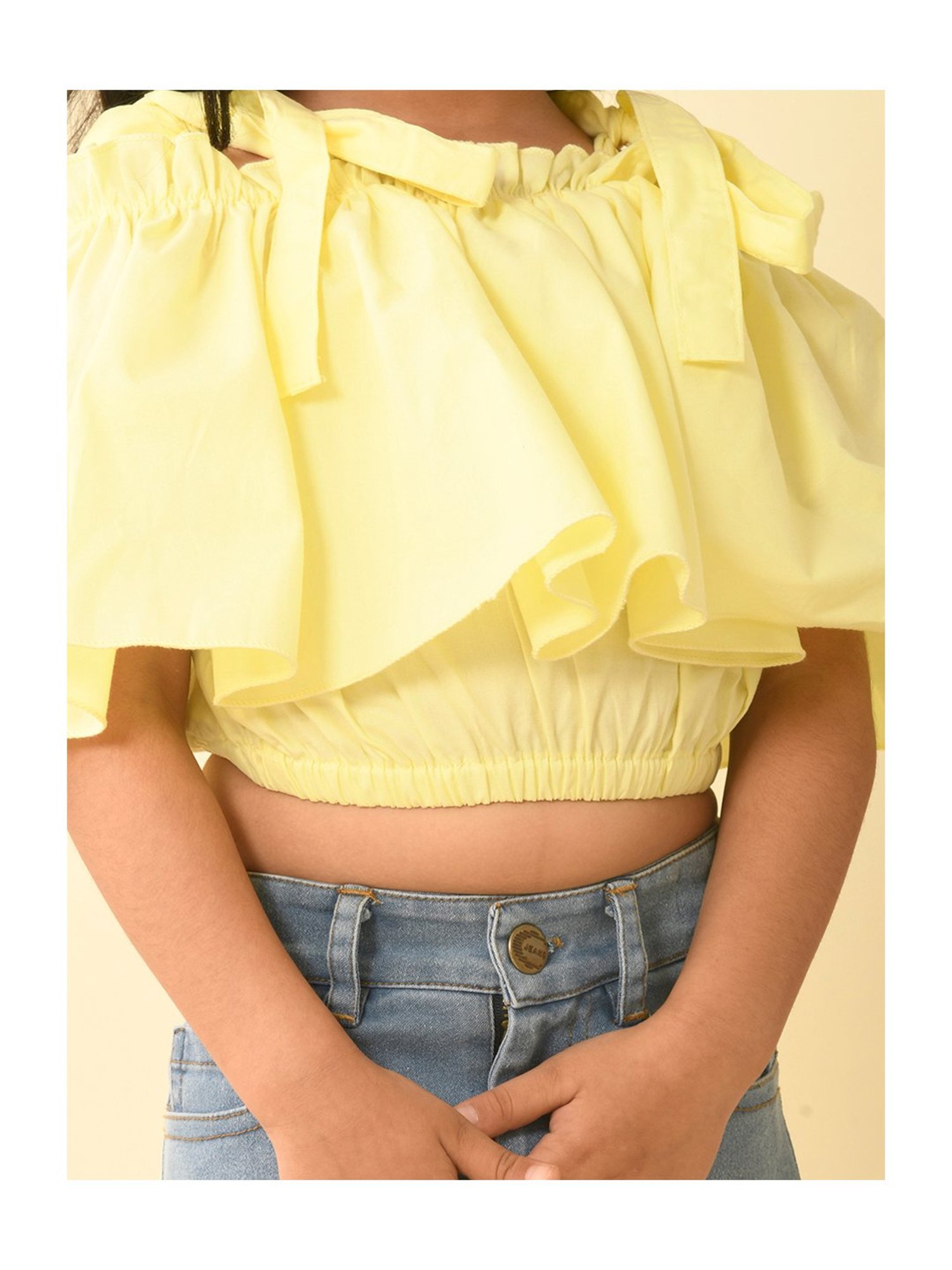 Pick n Mix Girls Crop Top - Yellow