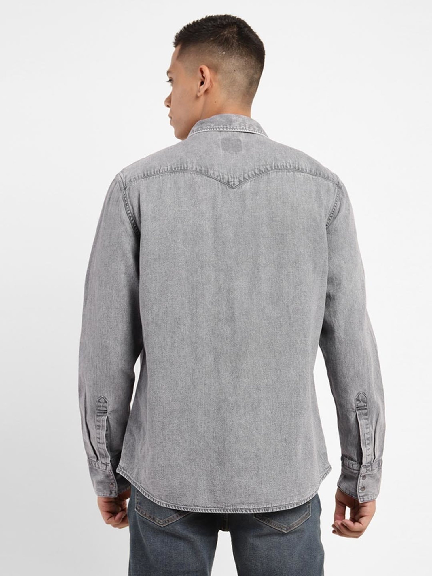 Levi's grey best sale denim shirt