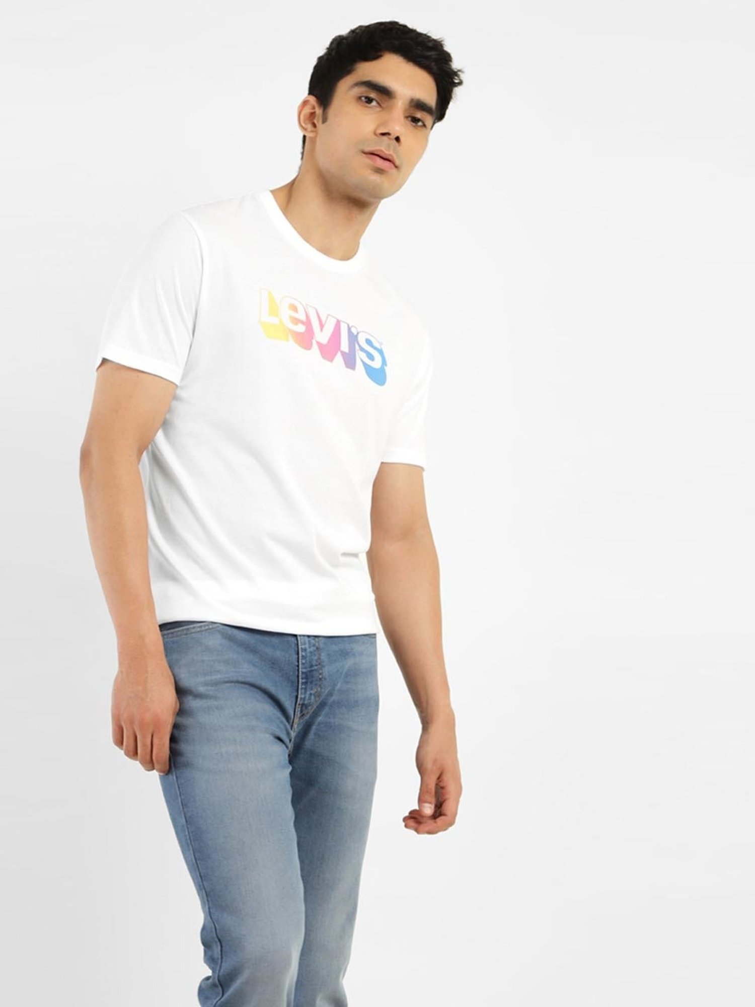 Levi s White Cotton Regular Fit Logo Printed T Shirt