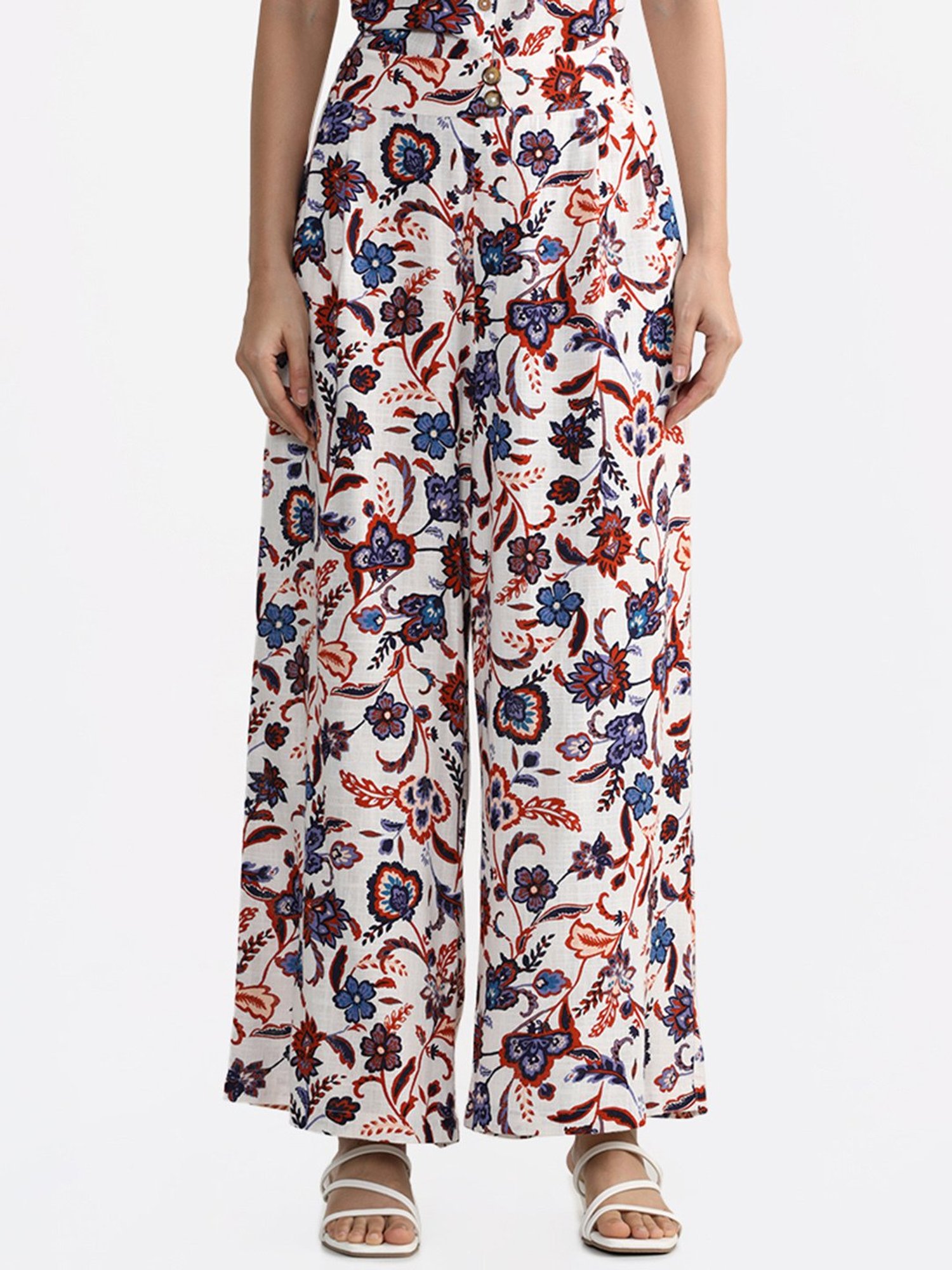 Floral Print High Waisted Mesh Flared Trousers  Nasty Gal