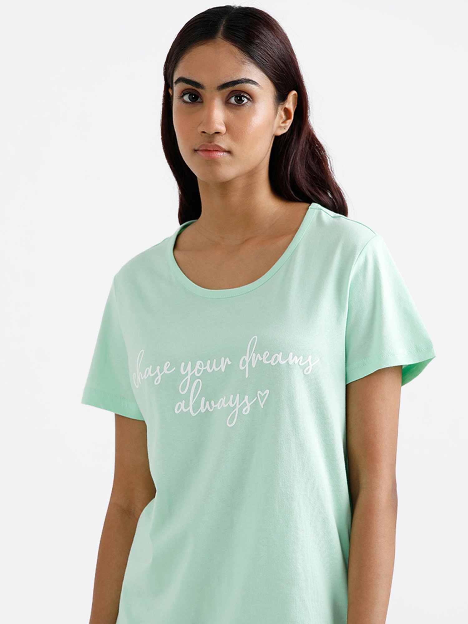 Wunderlove Sleepwear by Westside Green Chase Printed T-Shirt