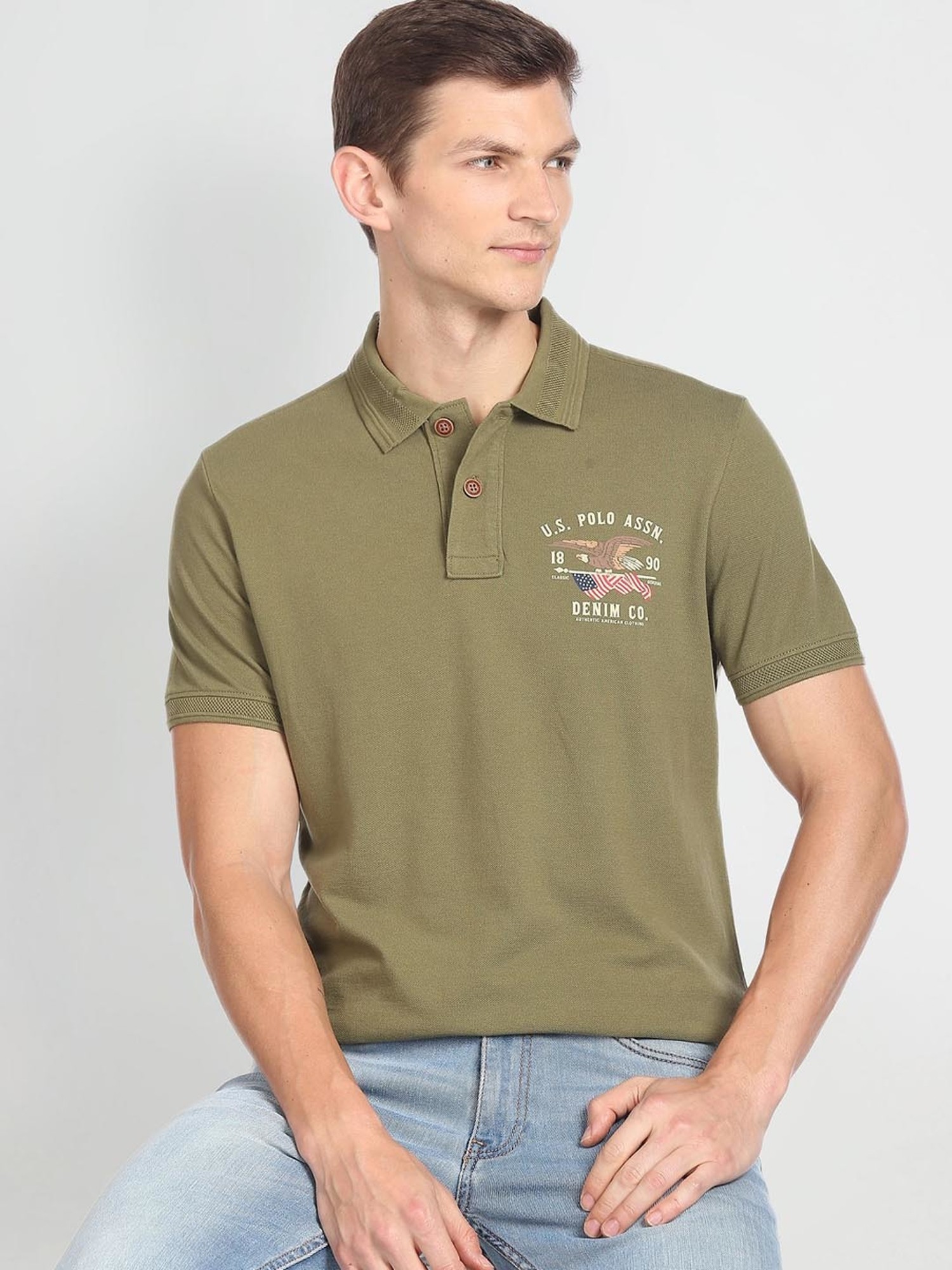 Buy U.S. Polo Assn. Denim Co. Printed Short Sleeve Polo Shirt - NNNOW.com