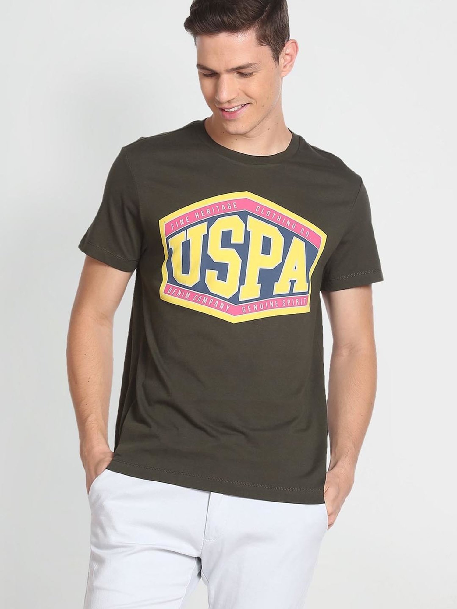 U.S. POLO ASSN. Boys Crew Neck Printed T-Shirt Dark Green, 36T in Solapur  at best price by Umama Fashion - Justdial