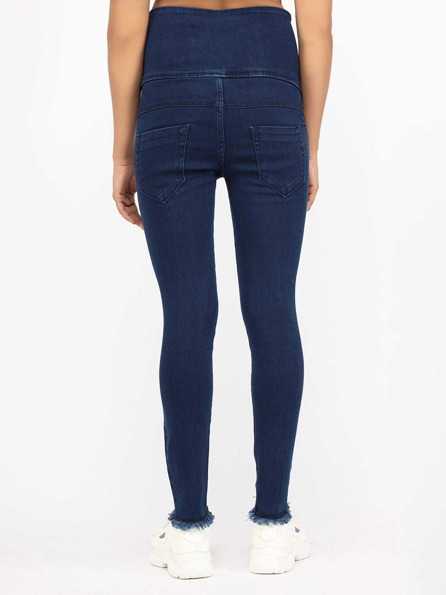 Super High Waisted Stretchy Skinny Jeans - Navy Blue Denim – SohoGirl.com