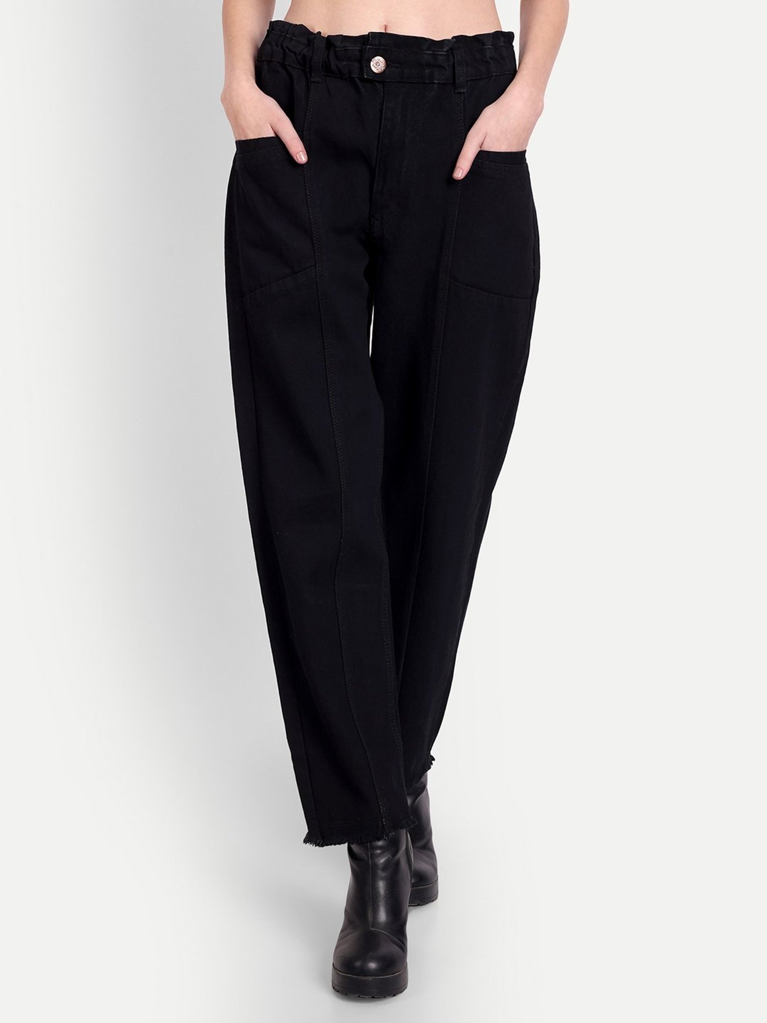 Buy Wardrobe Solid Black High-Rise Jeggings from Westside