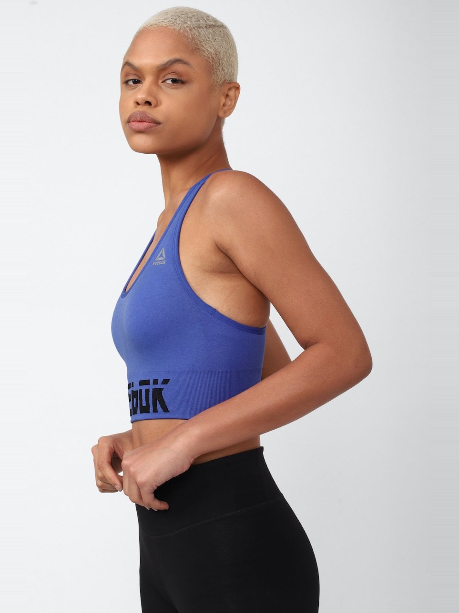 Buy Reebok Cobalt Blue Printed Sports Bra for Women Online @ Tata CLiQ