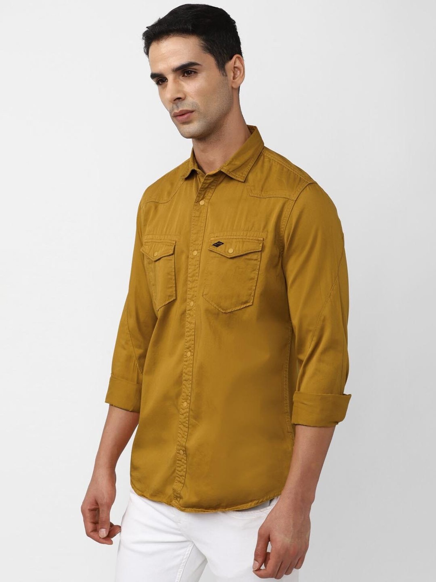 Order Premium Cotton Plain Light Yellow Shirt Online From SEVEN TWELVE  CLOTHING,Chennai