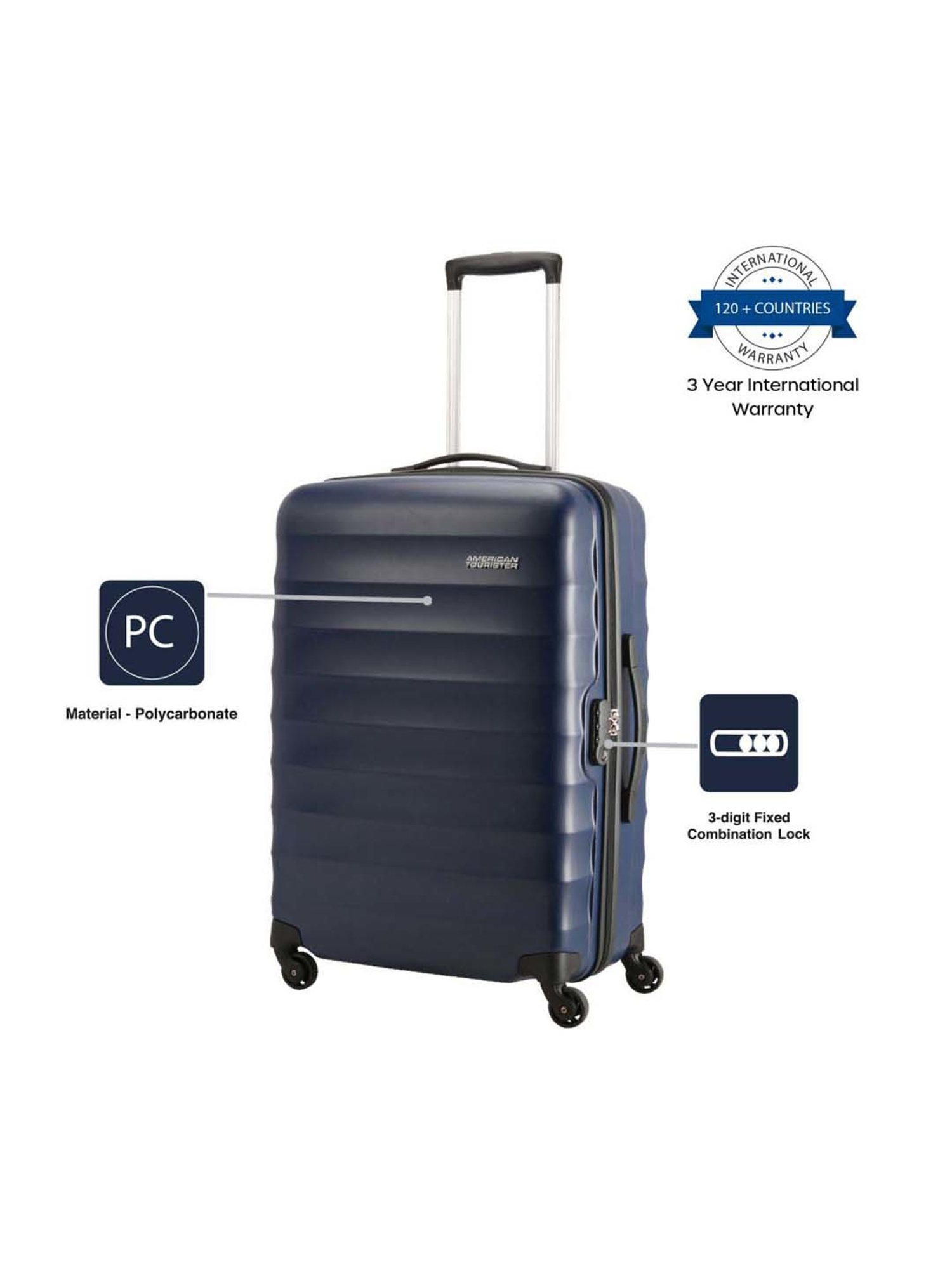 Buy American Tourister Trolley Bag For Travel | FRONTEC Spinner 79 Cms  Polycarbonate Hardsided Large Check-in Luggage Bag | Suitcase For Travel |  Trolly Bag For Travelling, Navy Blue Online at Best