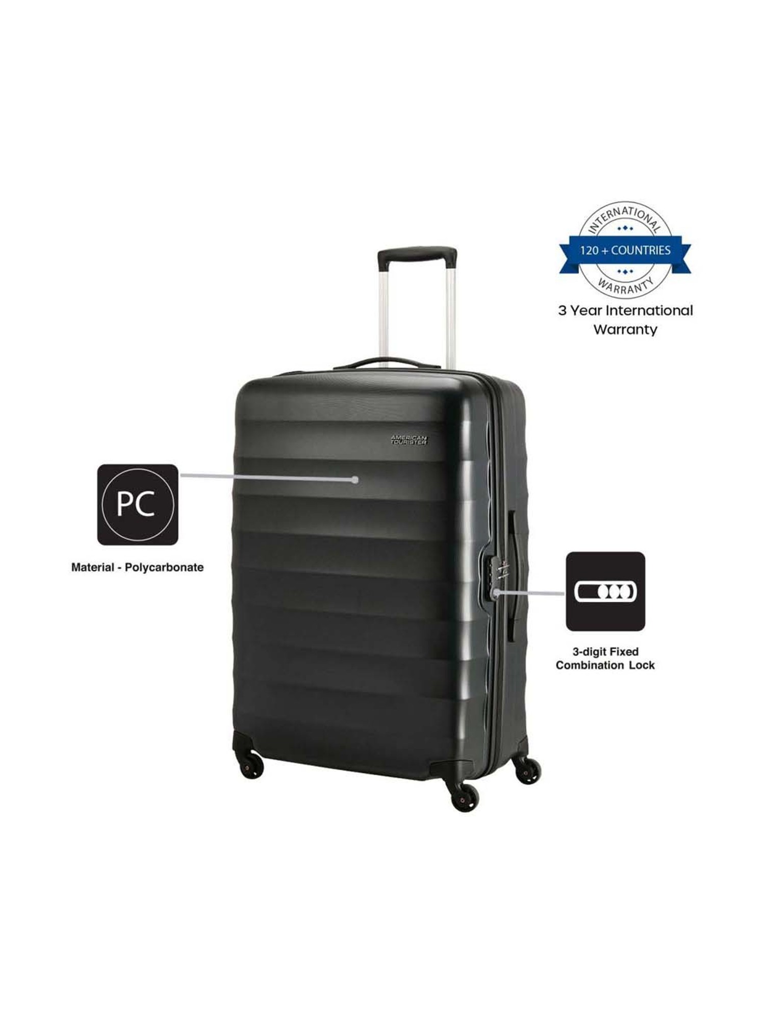 KAMILIANT by American Tourister KAM-ROCKLITE Set of 3 Trolley Bags 55 cm,  68 cm and 79 cm Small, Medium and Large Hard-Sided Polypropylene 4 Wheeler  Spinner Luggage (Black) : Amazon.in: Fashion