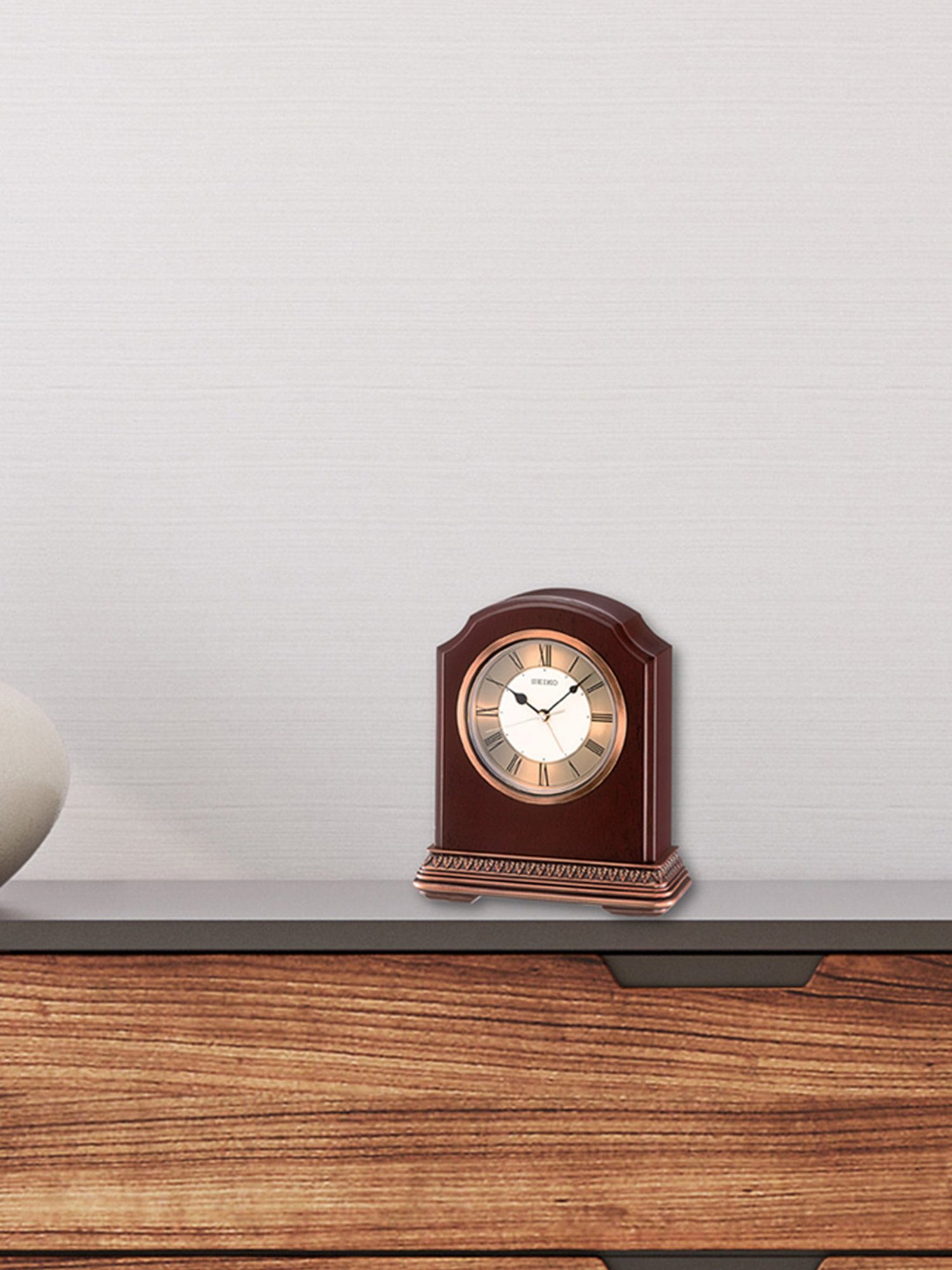 Buy SEIKO designer multicolor wood table clock with sweep movement