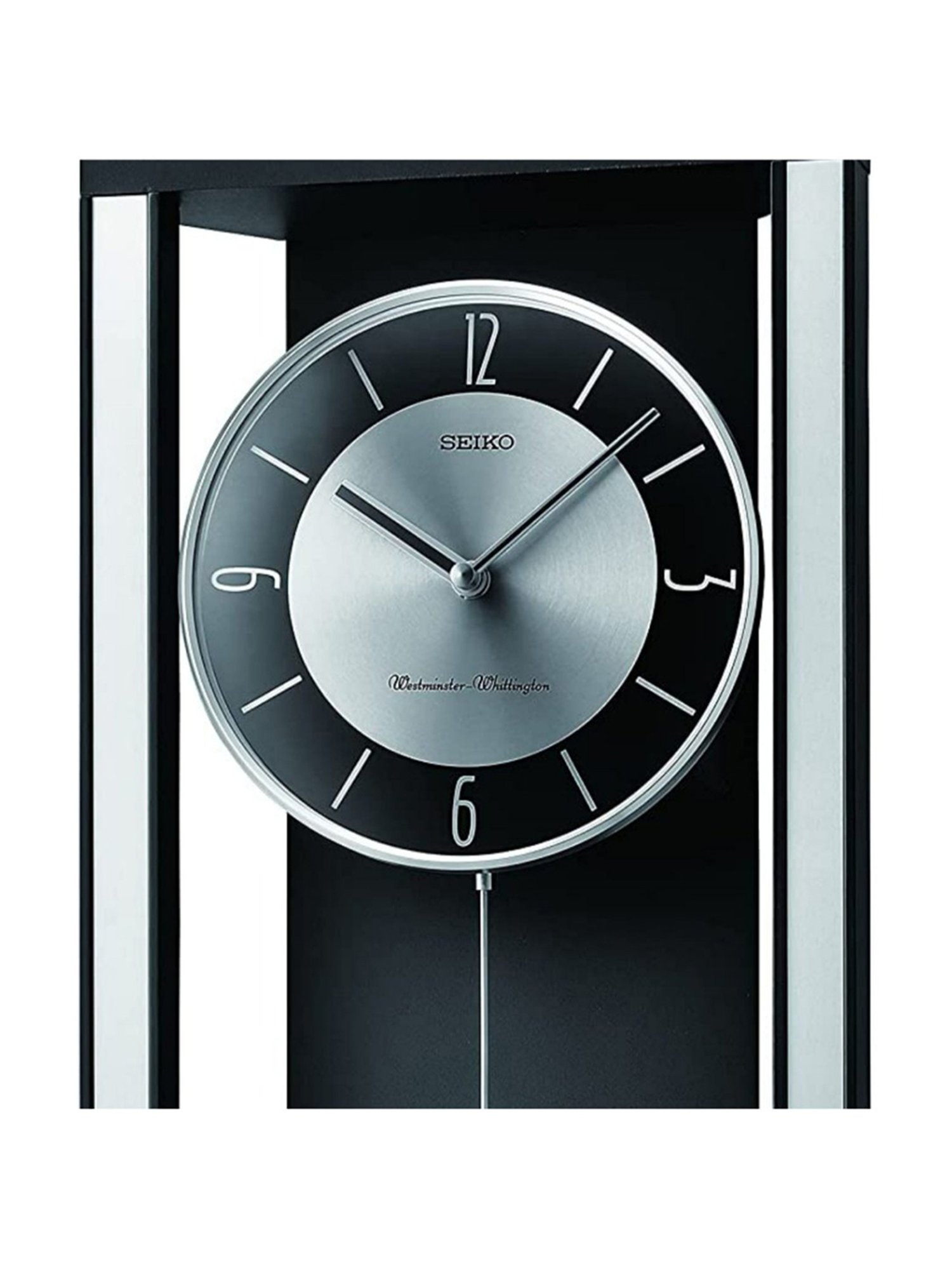 Buy SEIKO stylish black & silver wood wall clock at Best Price
