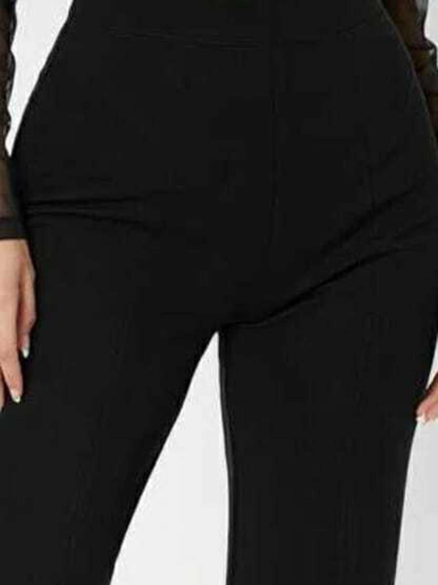 Broadstar Black Flared Fit High Rise Trousers