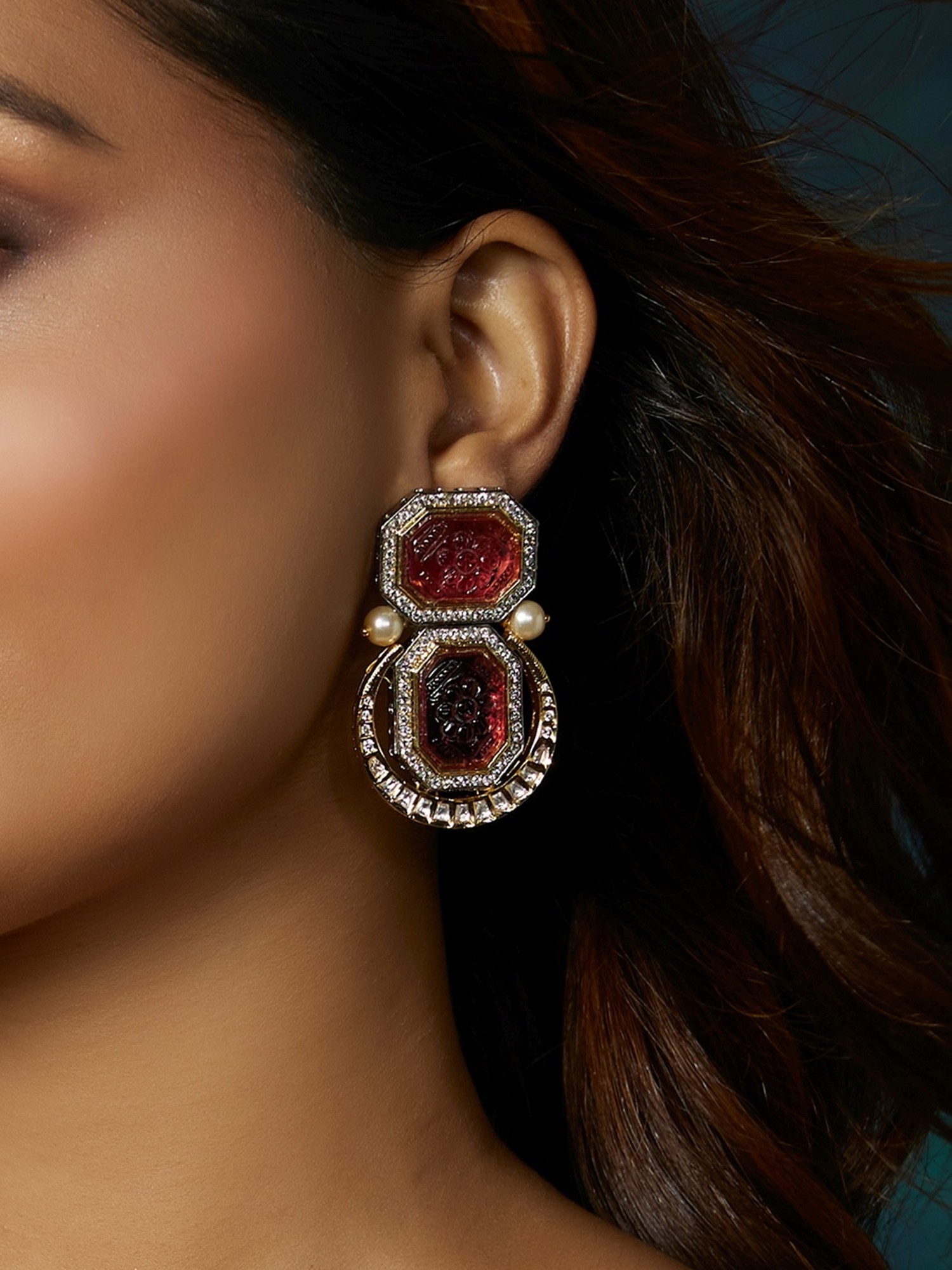 Estele Earrings  Buy Estele Gold Plated Beautiful Traditional Red  Meenakari Drop Earrings for Women Online  Nykaa Fashion