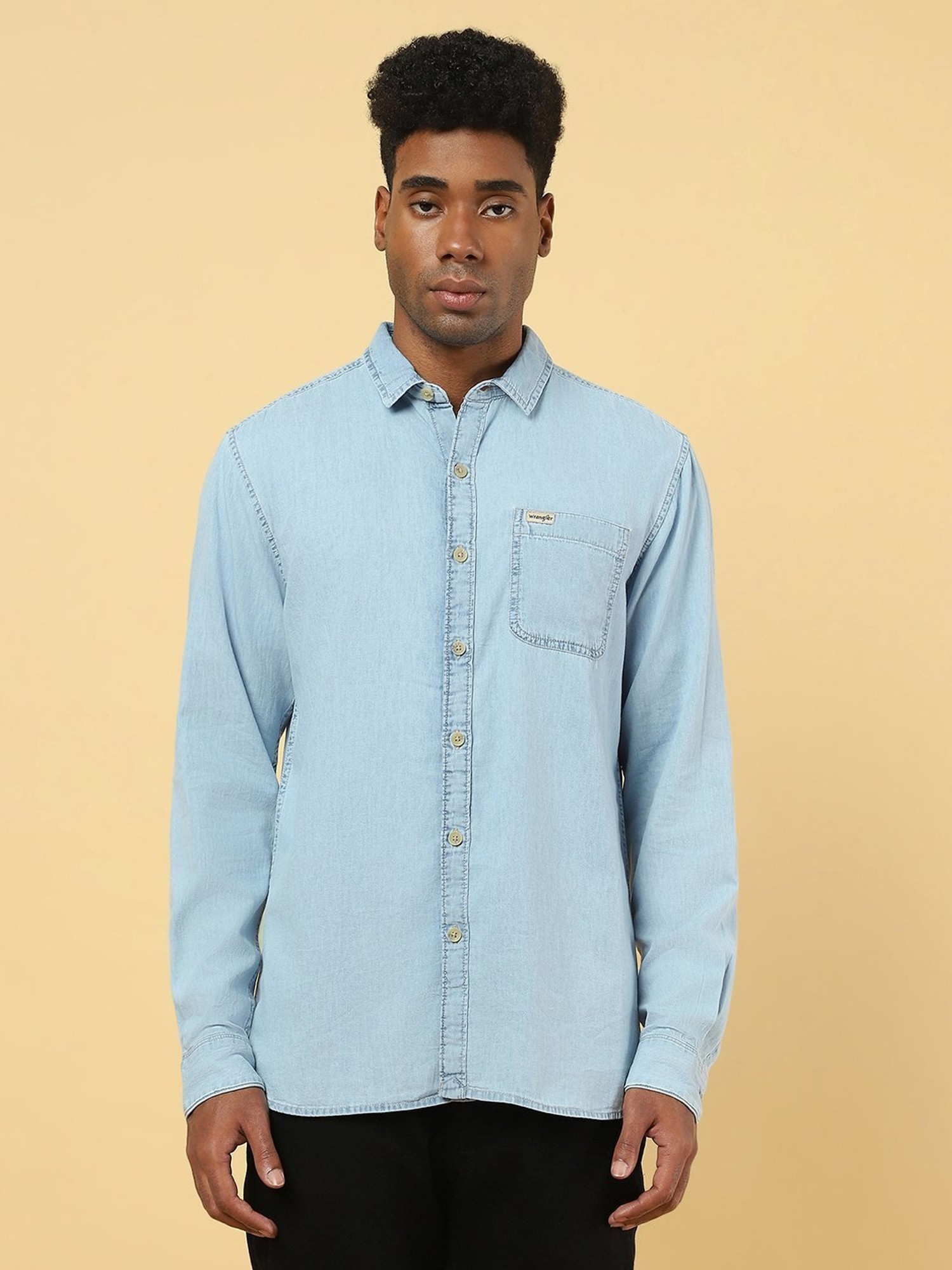 Men Denim Shirts Casual Work Long Sleeve Slim Fit Button Jeans Shirt Tops |  Fruugo KR