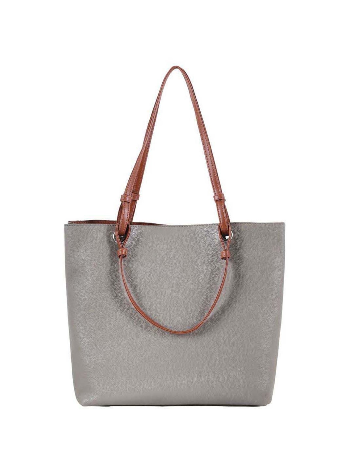 Buy Toteteca Grey Solid Medium Tote Handbag Online At Best Price