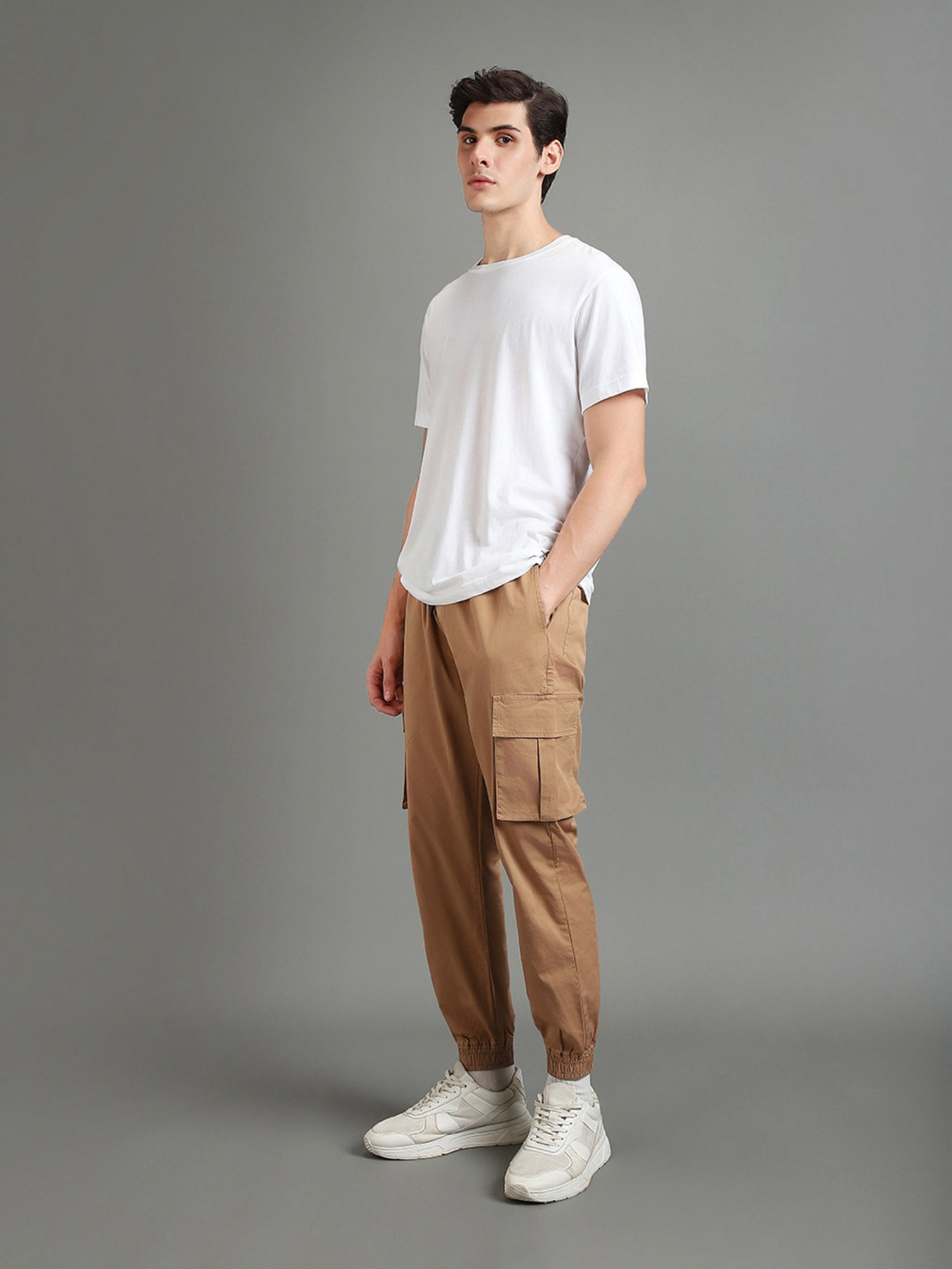 Buy Brown Mocha Classic Black Cargo Joggers Online at Bewakoof