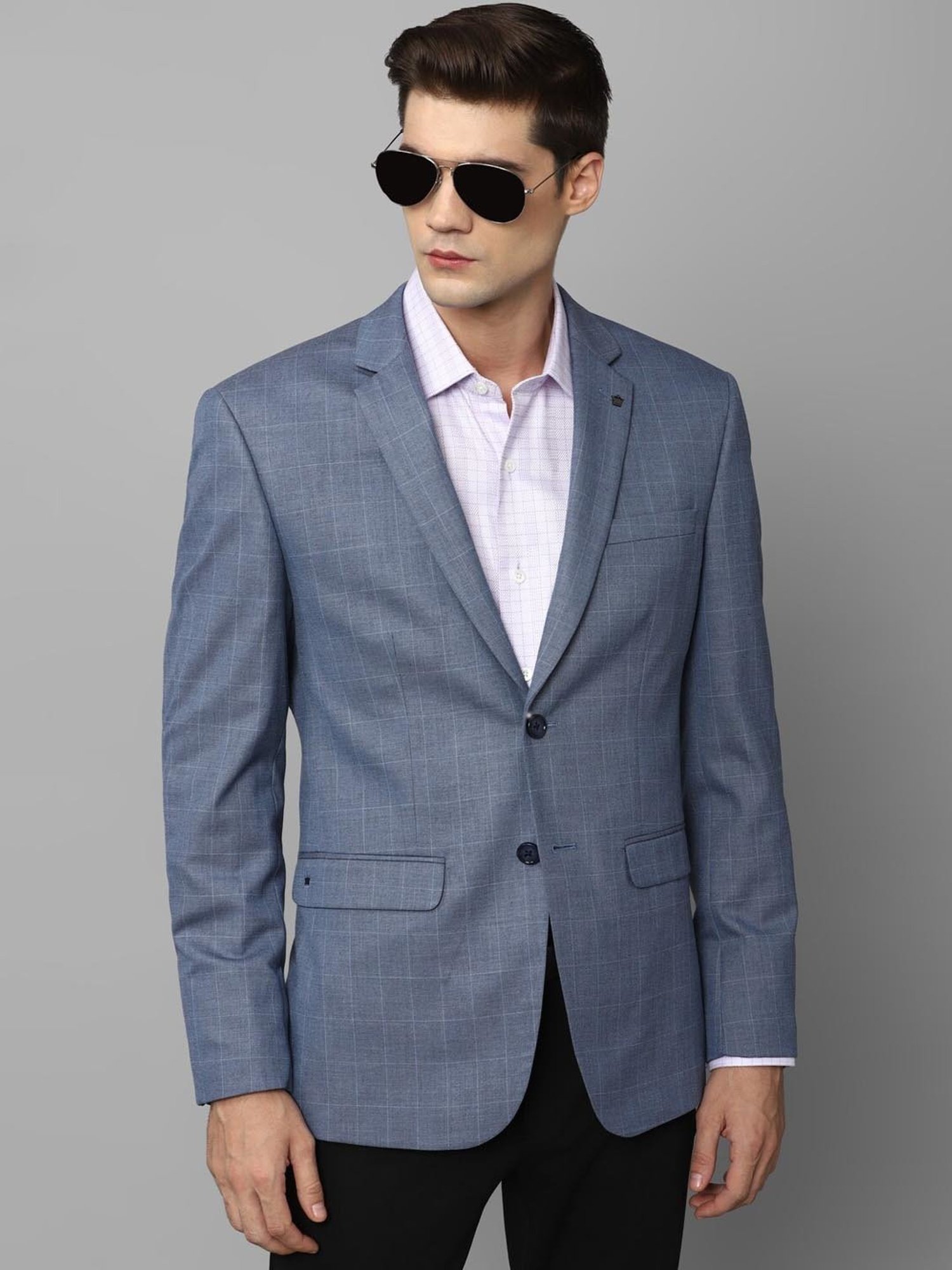 Buy Louis Philippe Blue Slim Fit Checks Blazer for Mens Online @ Tata CLiQ