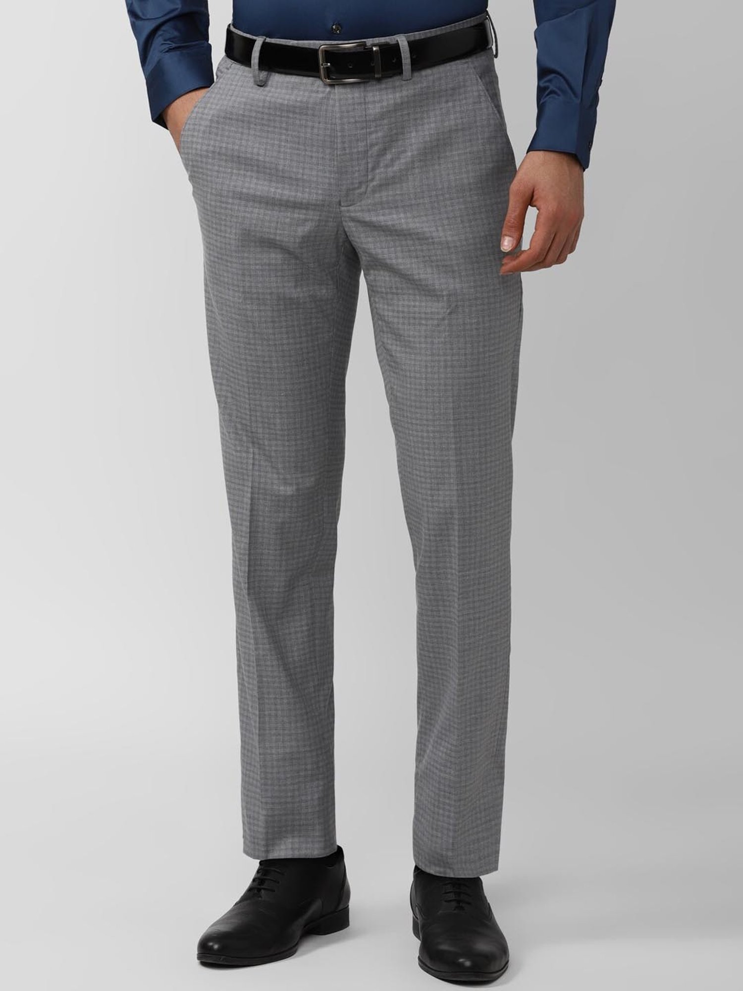 Buy Men Grey Check Carrot Fit Formal Trousers Online  743878  Peter  England