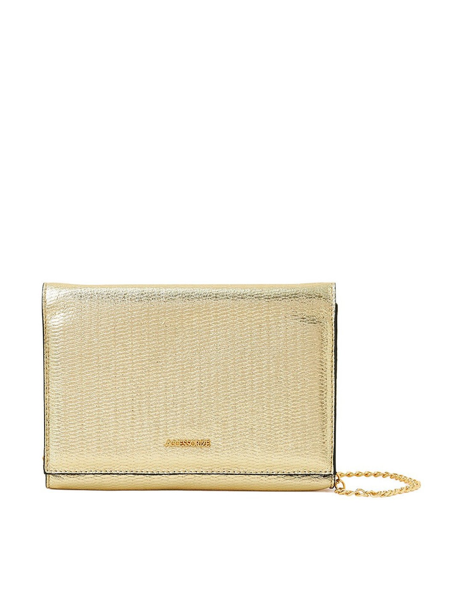 Gold Structured Clutch Bag