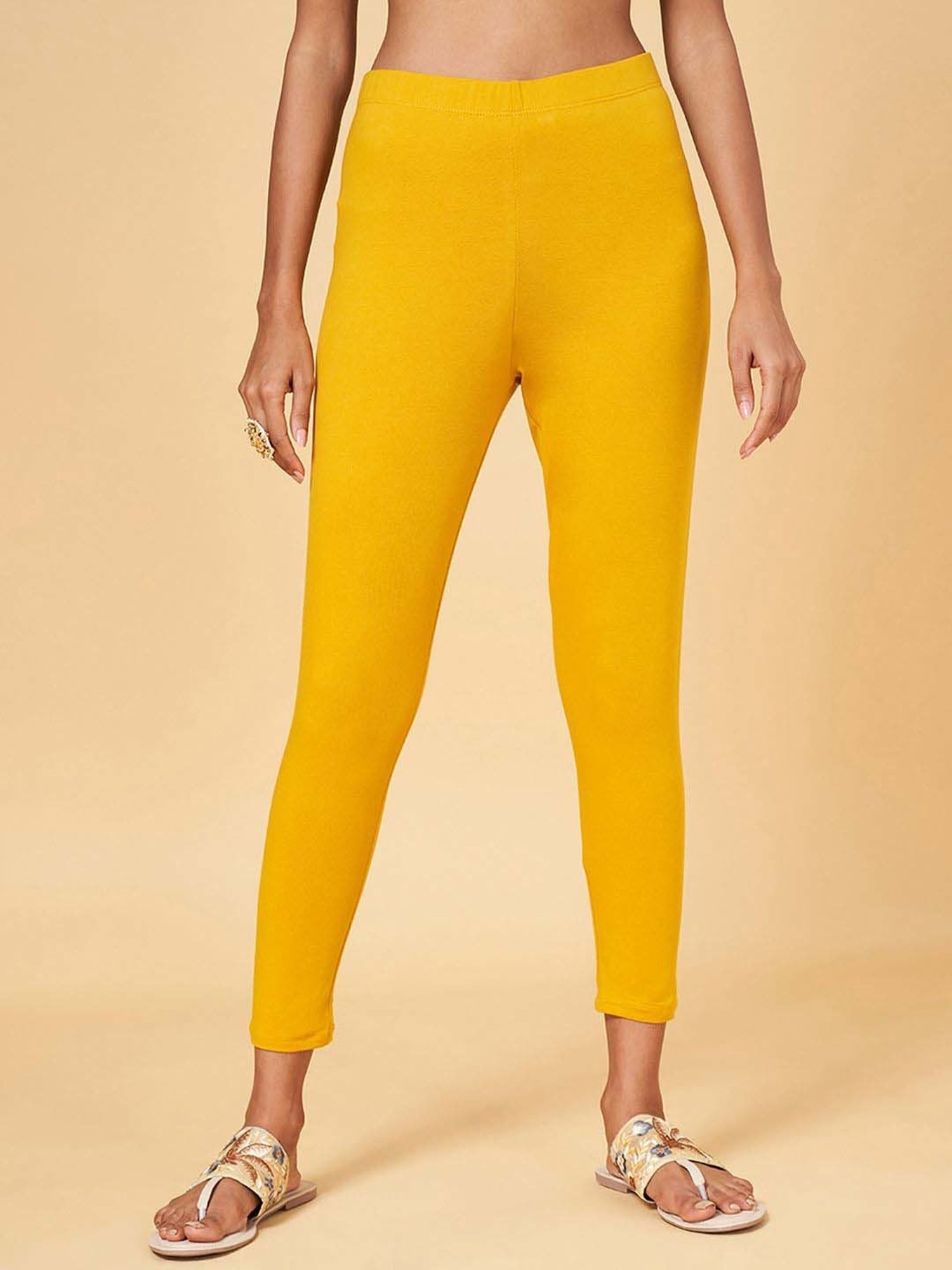 Buy Women's Cotton Ankle Length Legging -Size 28 Yellow & Dark Orange (Pack  of 2) at Amazon.in
