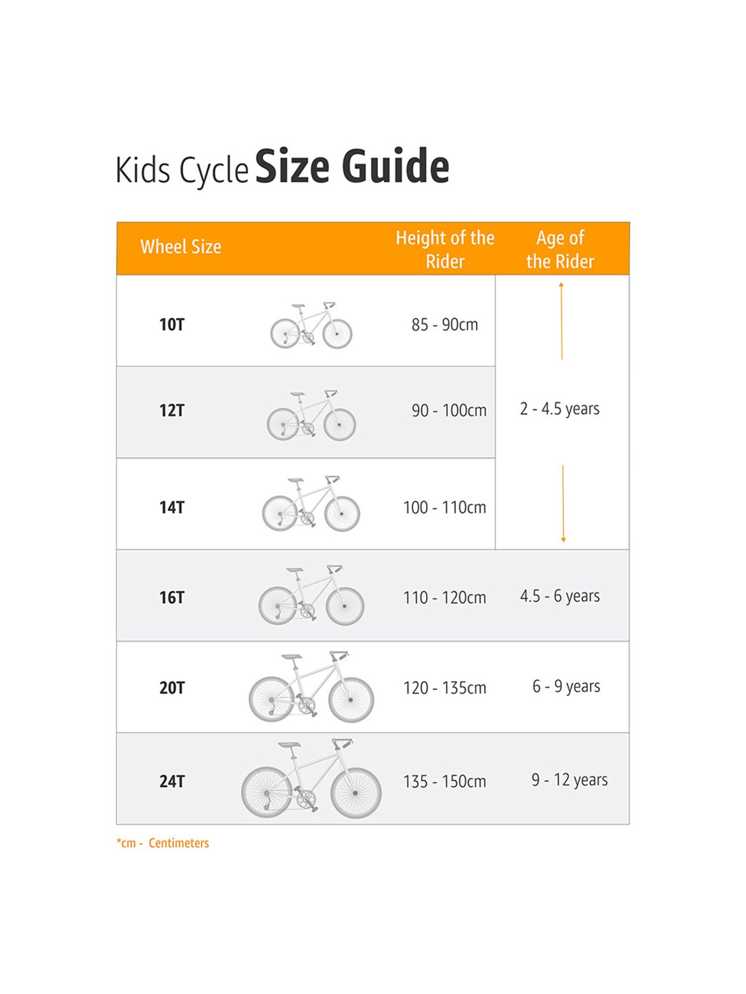 Leader bike 2025 size chart