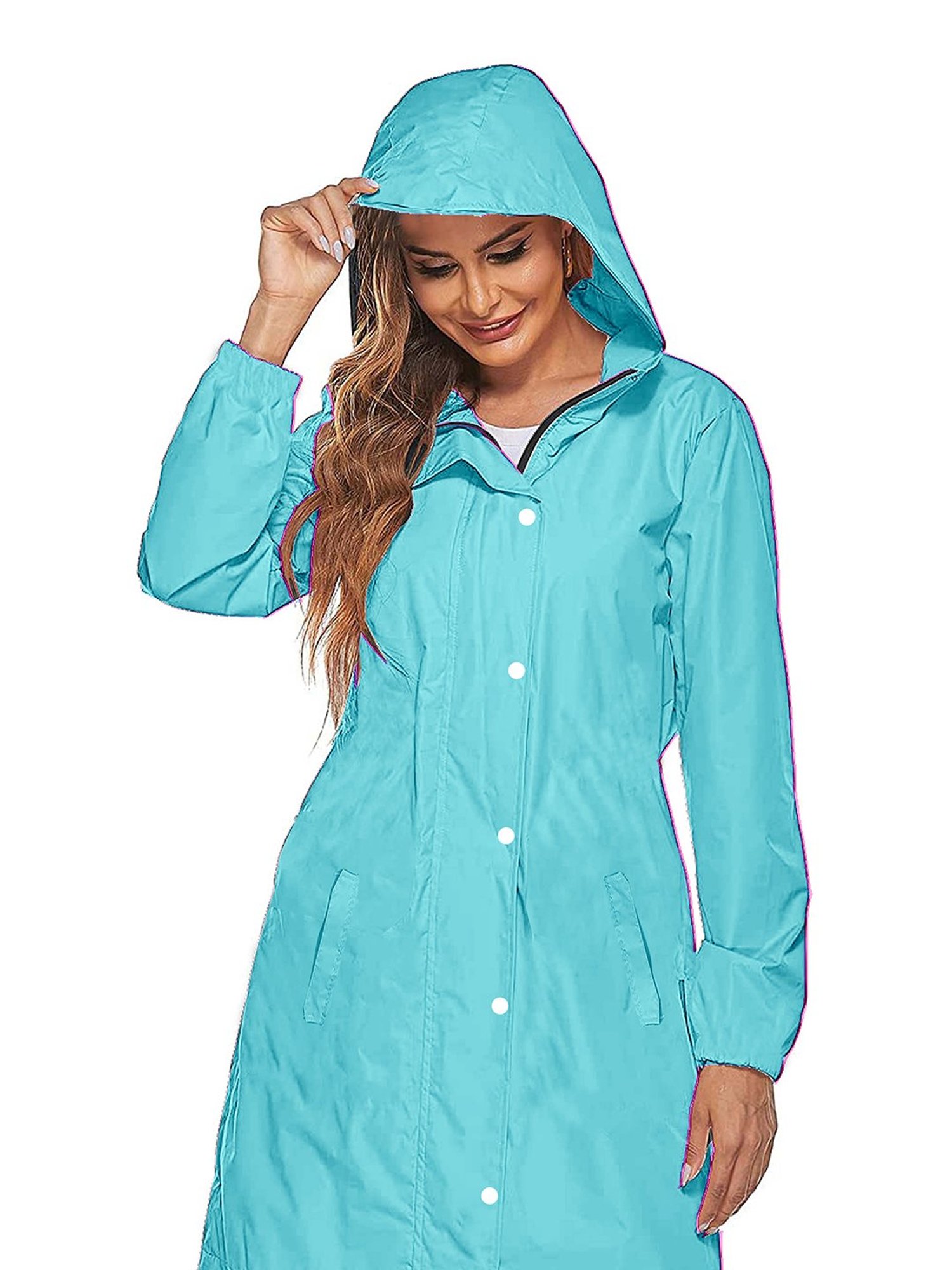 sky blue raincoat