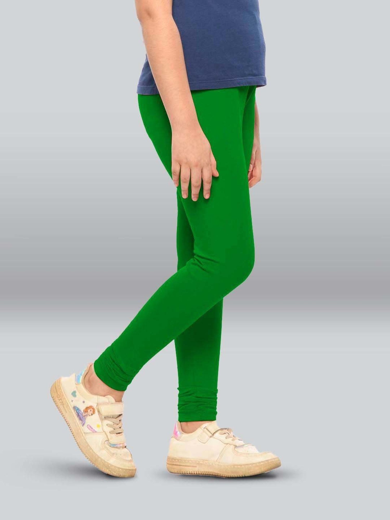 Women Solid Bottle Green Slim Fit Ankle Length Leggings - Tall