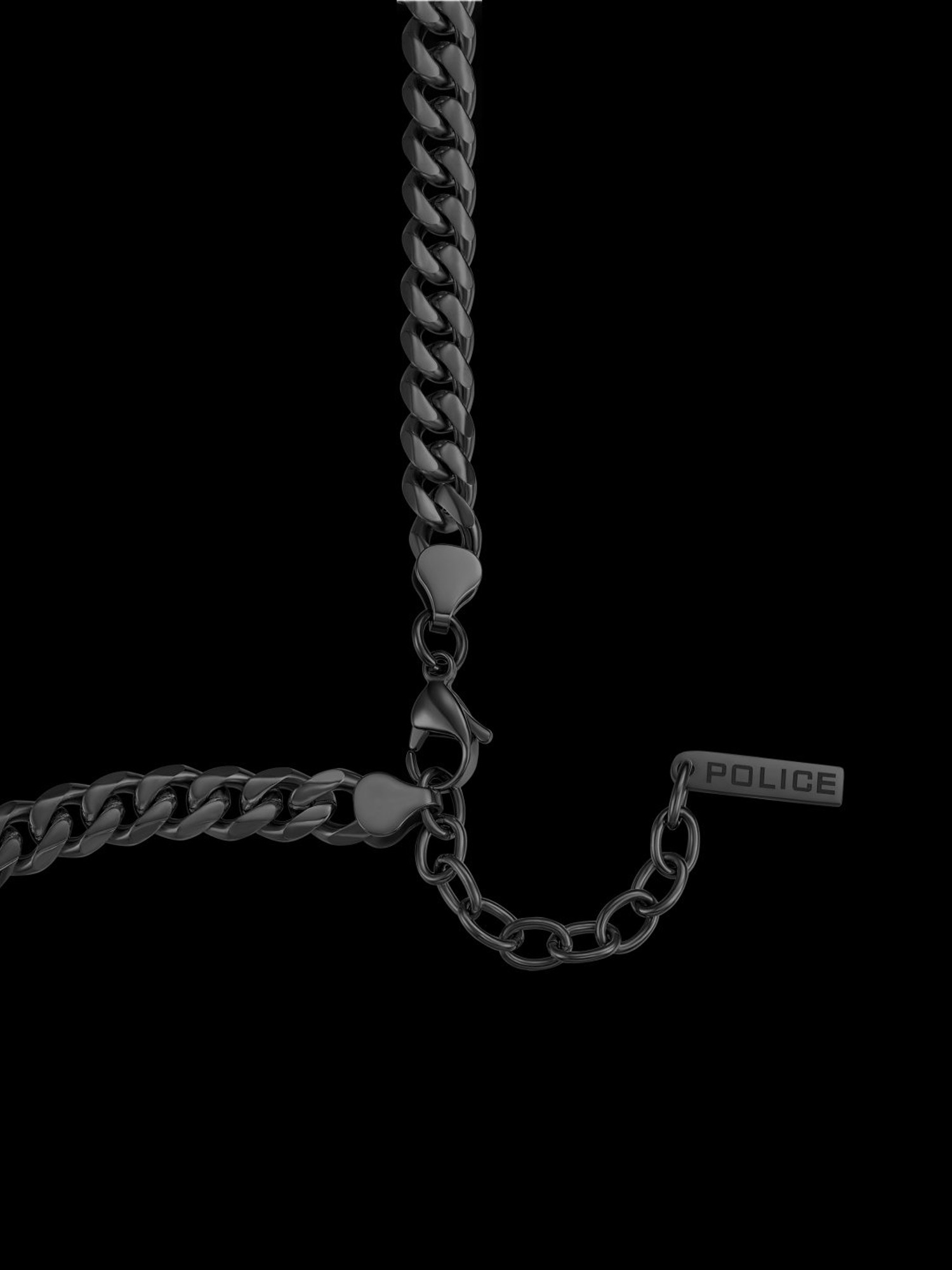 Buy Police Black-Plated Docile Shiny Cuban Chain Necklace for Men