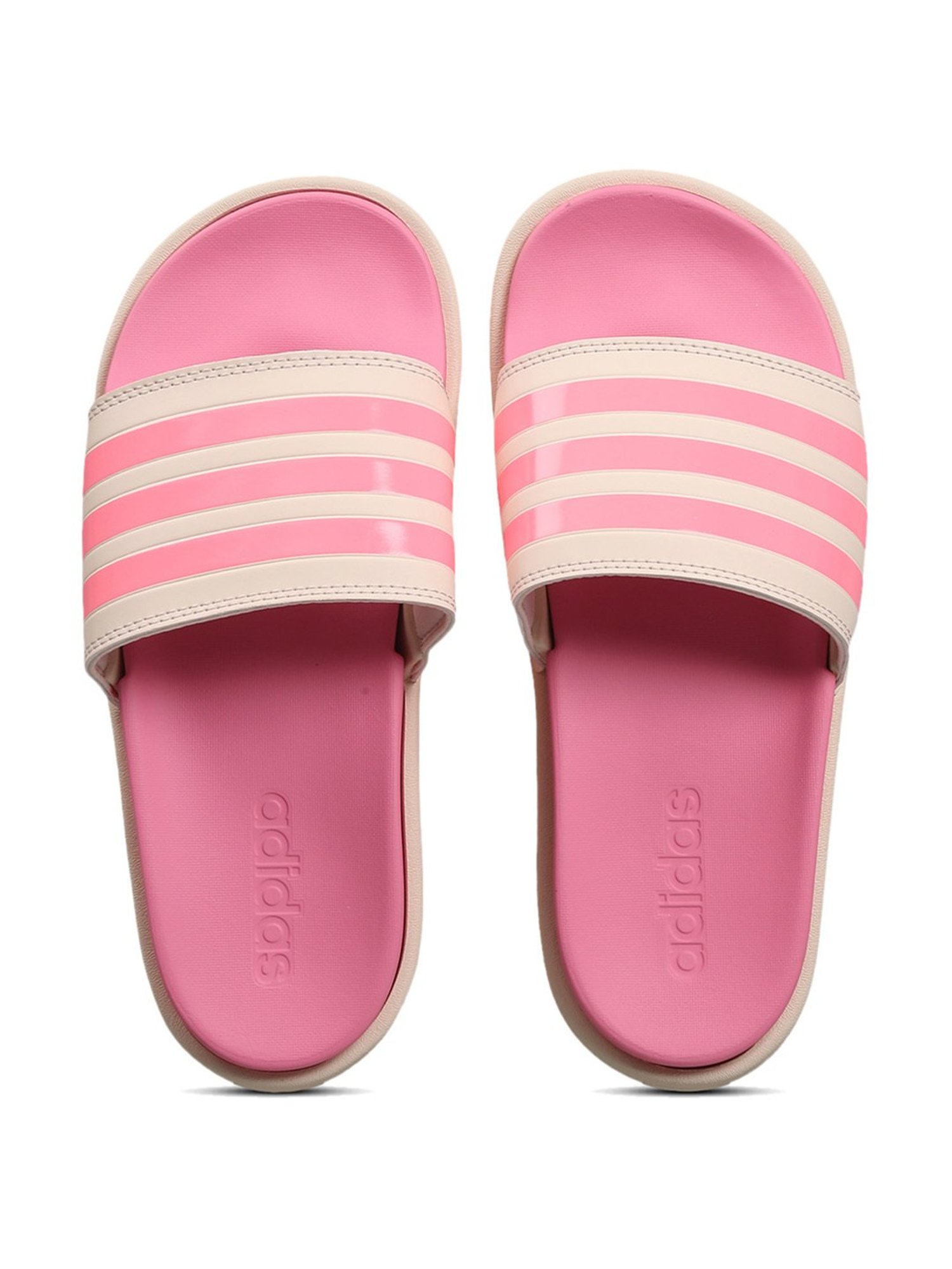 Pink adidas slides best sale