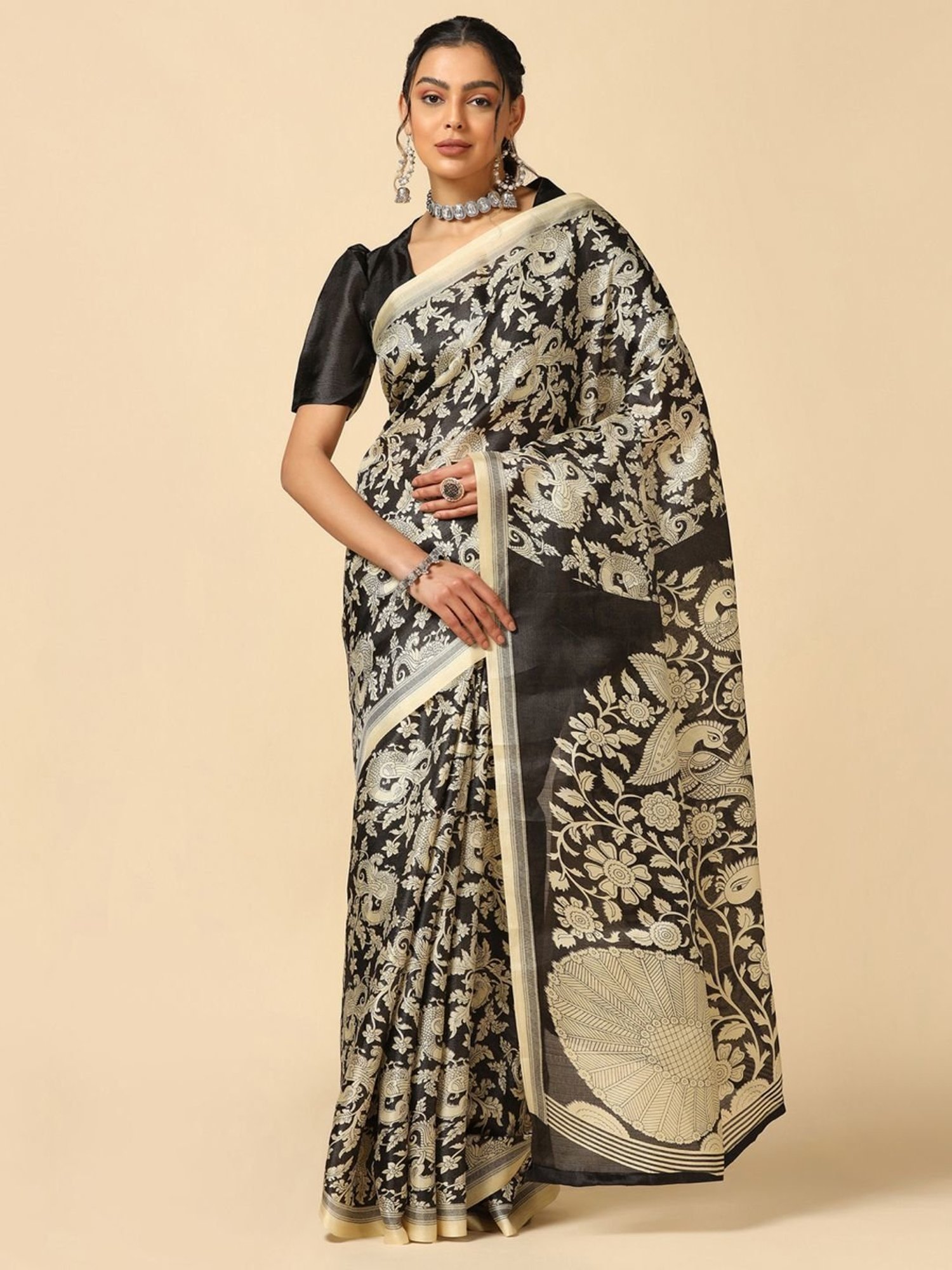 Silk Land Turquoise Woven Saree With Unstitched Blouse