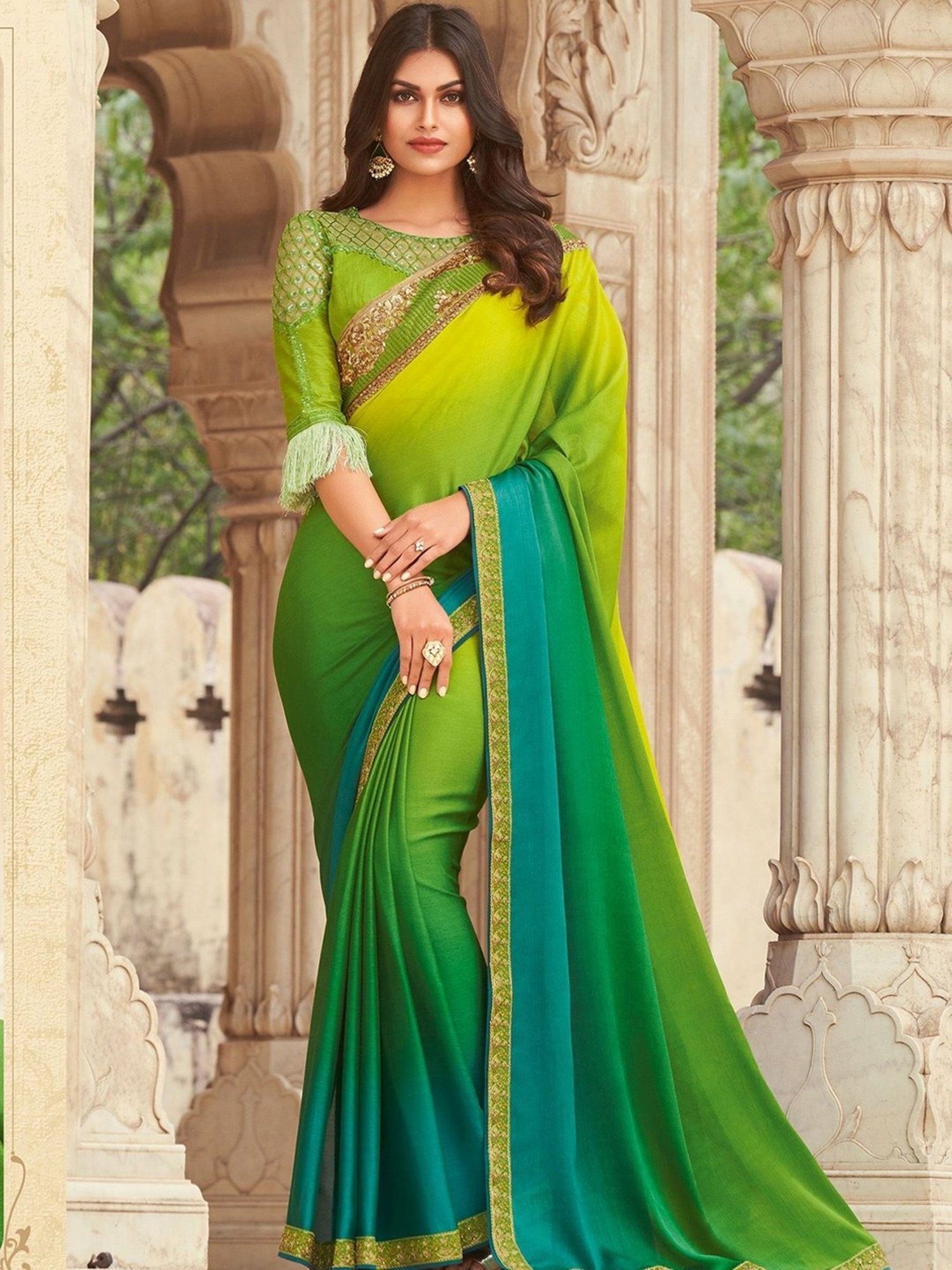 Saree Border Net in Green