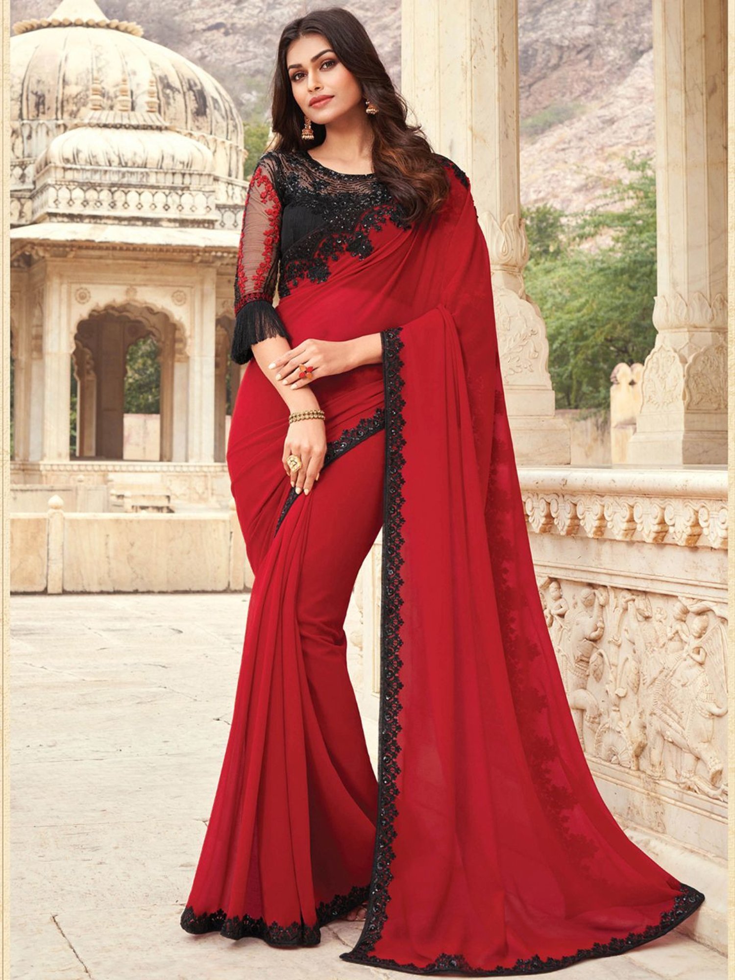 Buy Red Sarees for Women by SATRANI Online