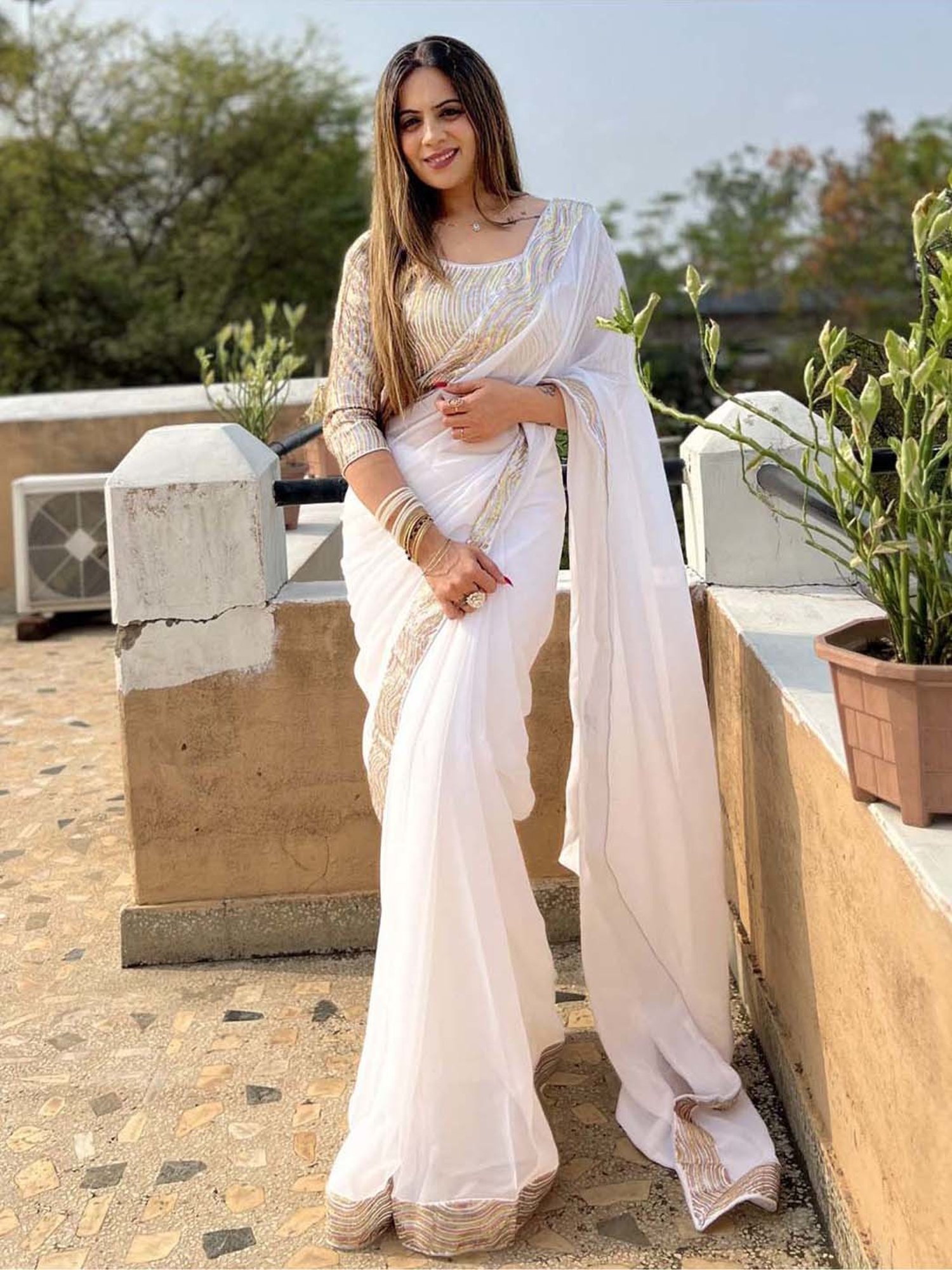 Off White Embellished Saree 3381442.htm - Buy Off White Embellished Saree  3381442.htm online in India