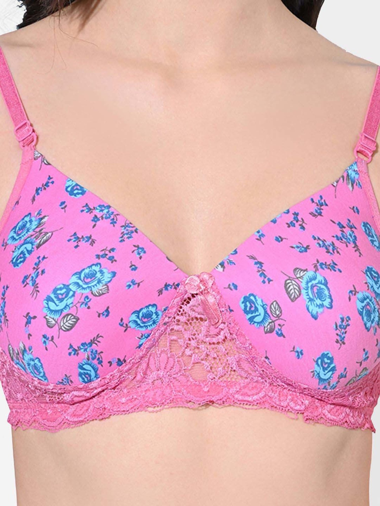 FIMS Blue & Pink Printed Bras - Pack Of 2