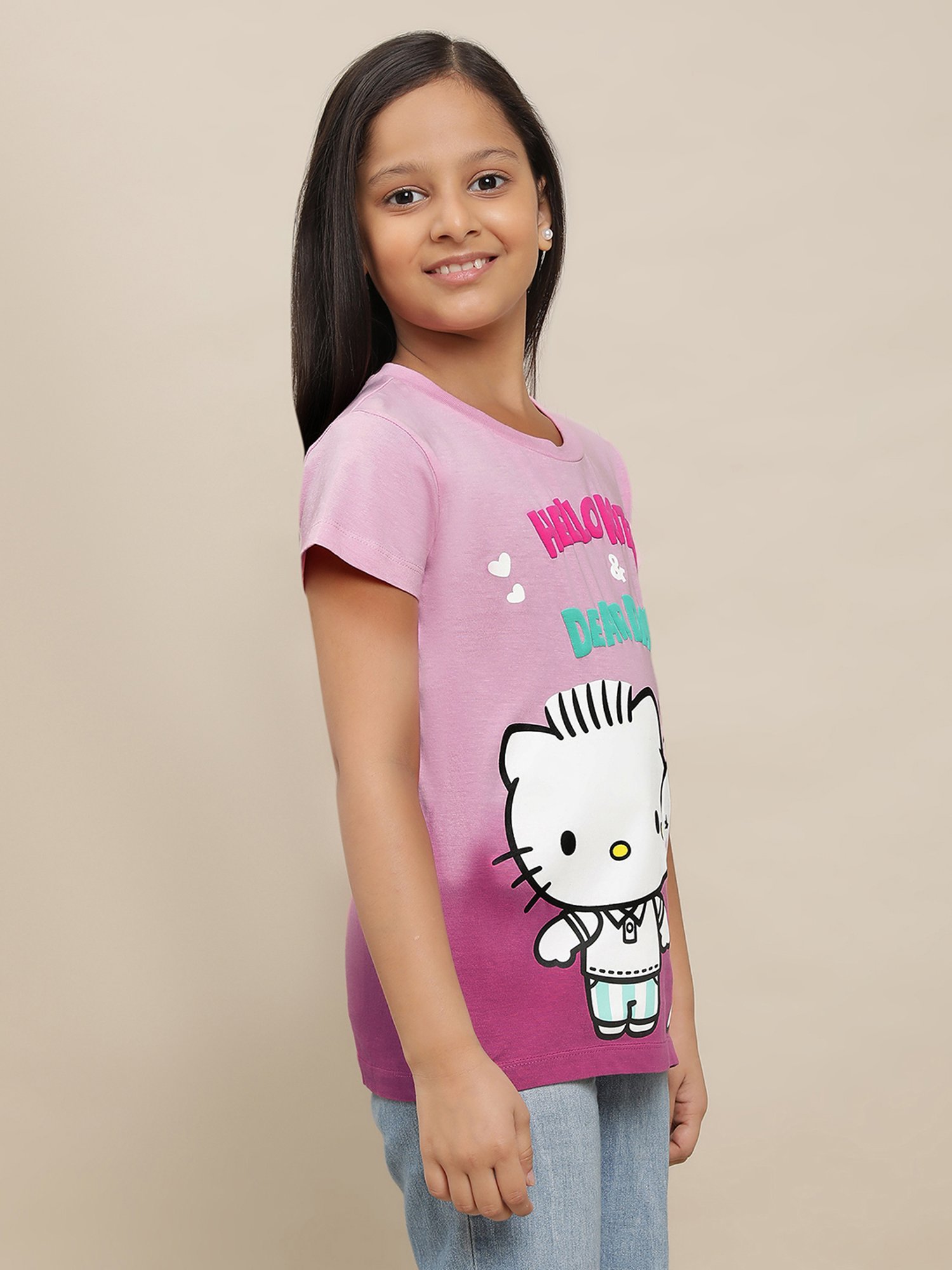 Hello Kitty By Kidsville Girl's Regular fit T-Shirt