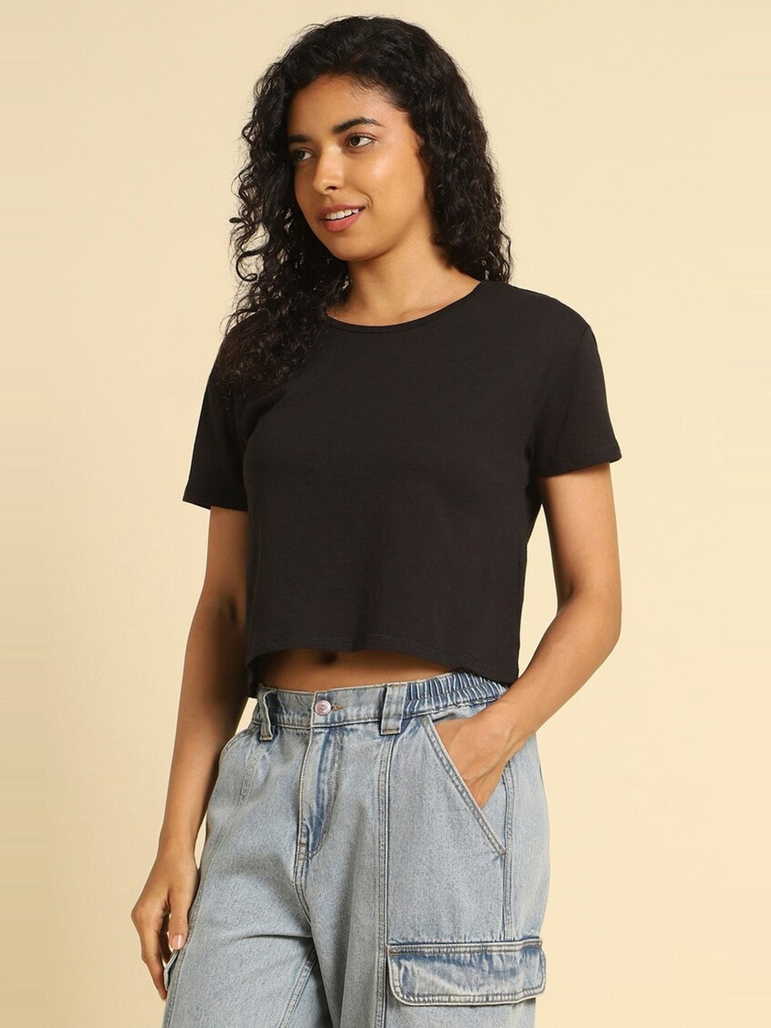 Forever 21 black crop hot sale top