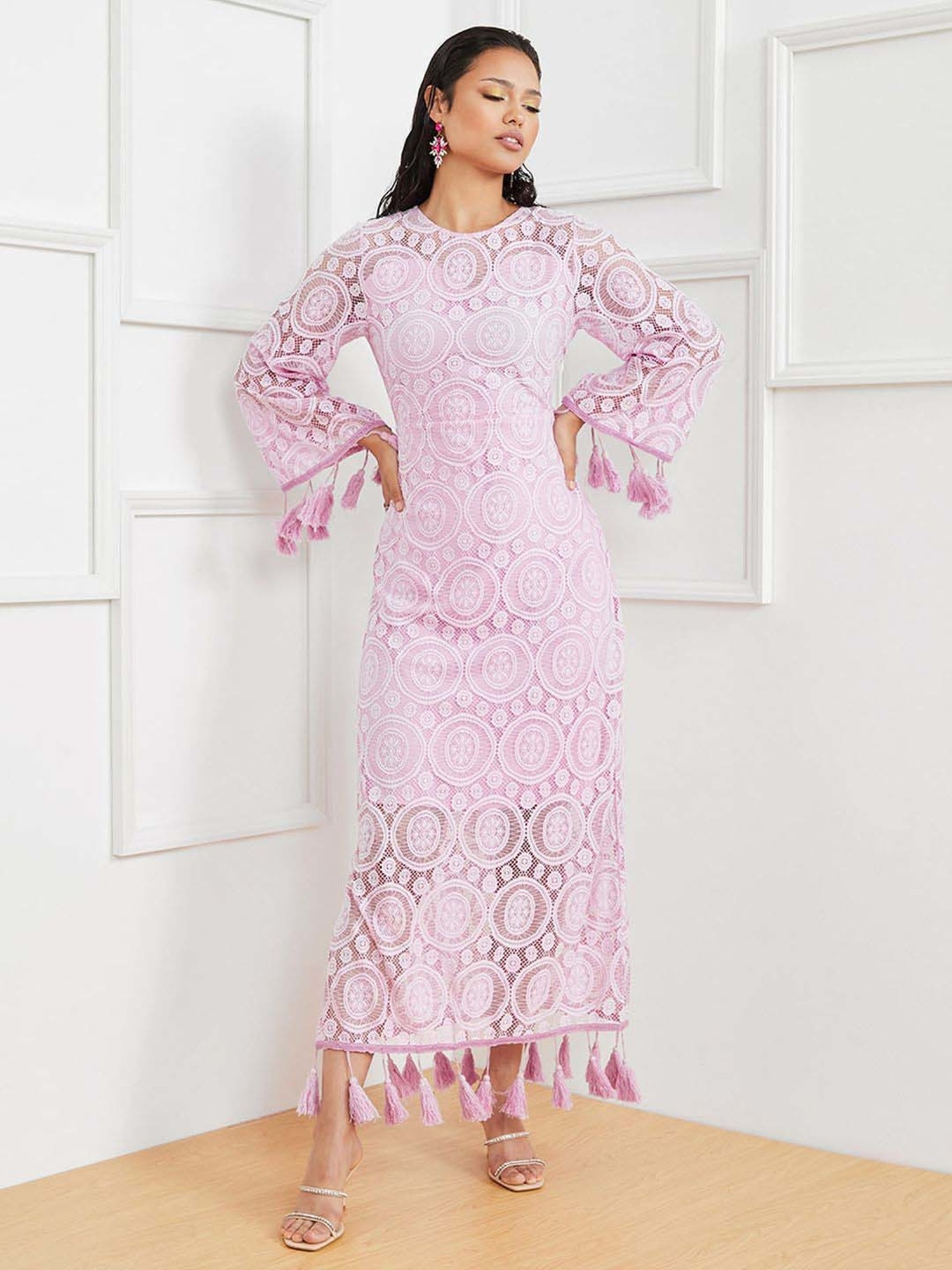 Farida Pink Lace Maxi Dress – Beginning Boutique US