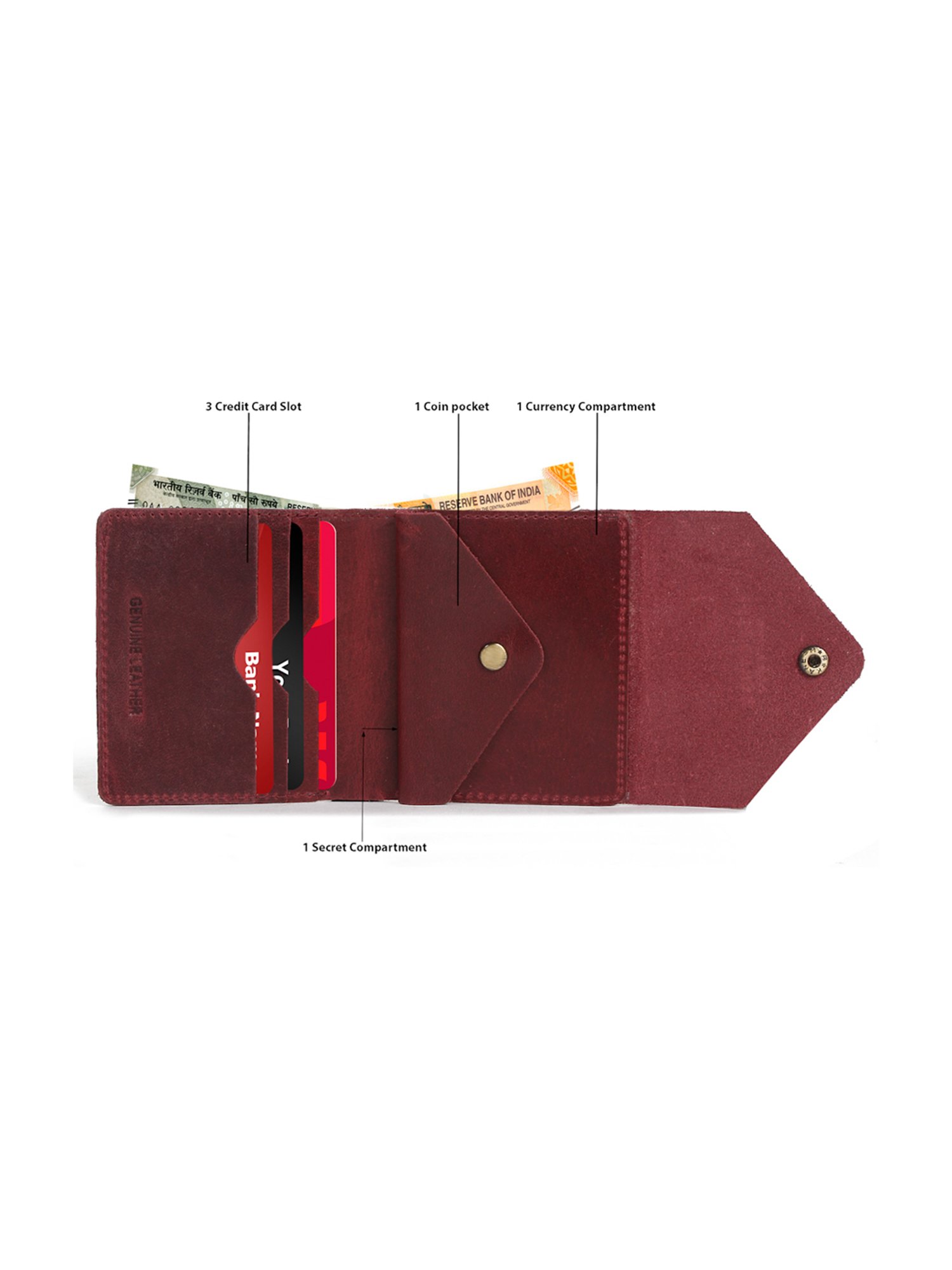 Buy Teakwood Leathers Maroon Leather Envelope Wallet for Men at