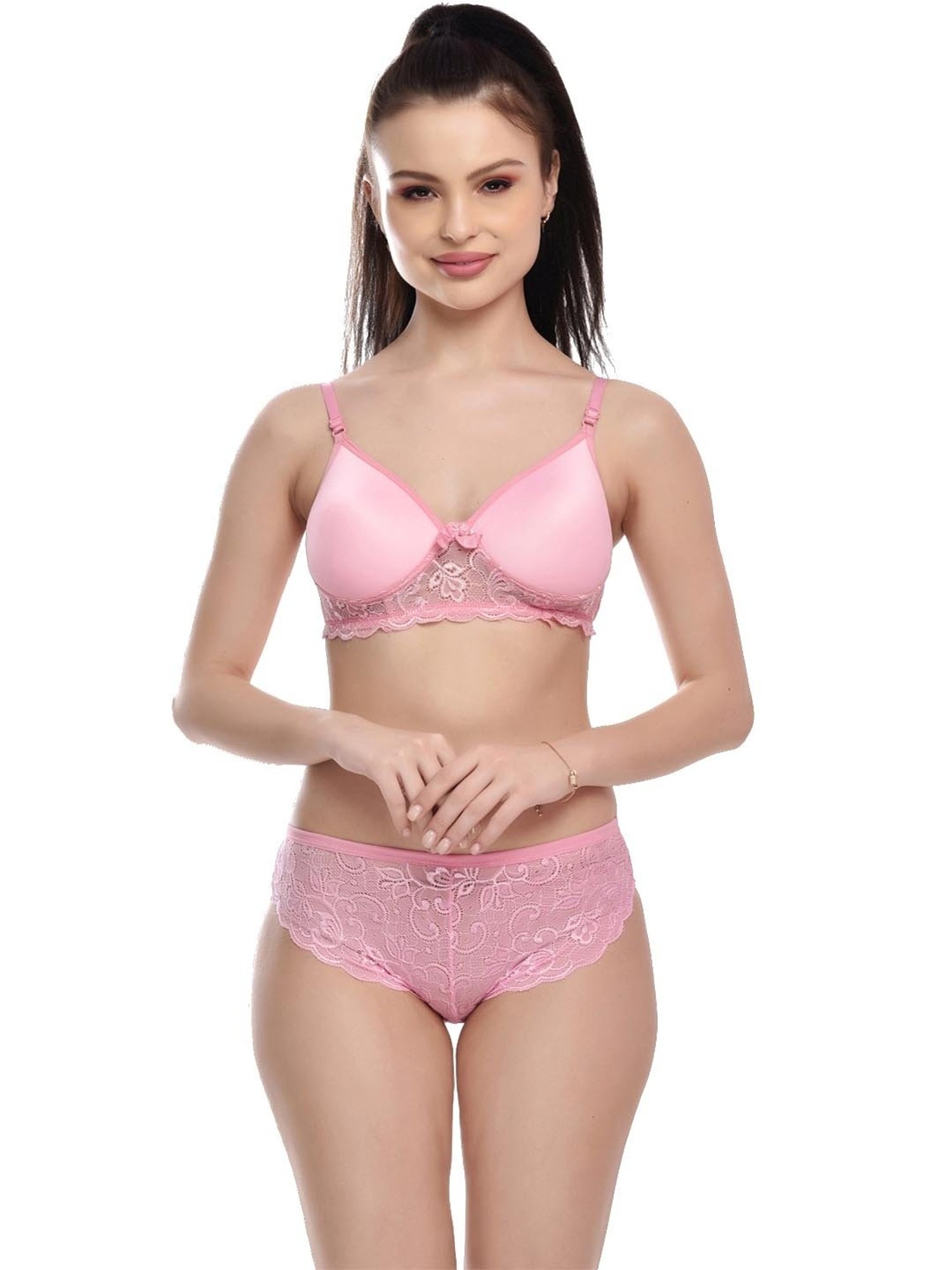 Lacework Push Up Bra - Buy Pink Lace Bra Online India