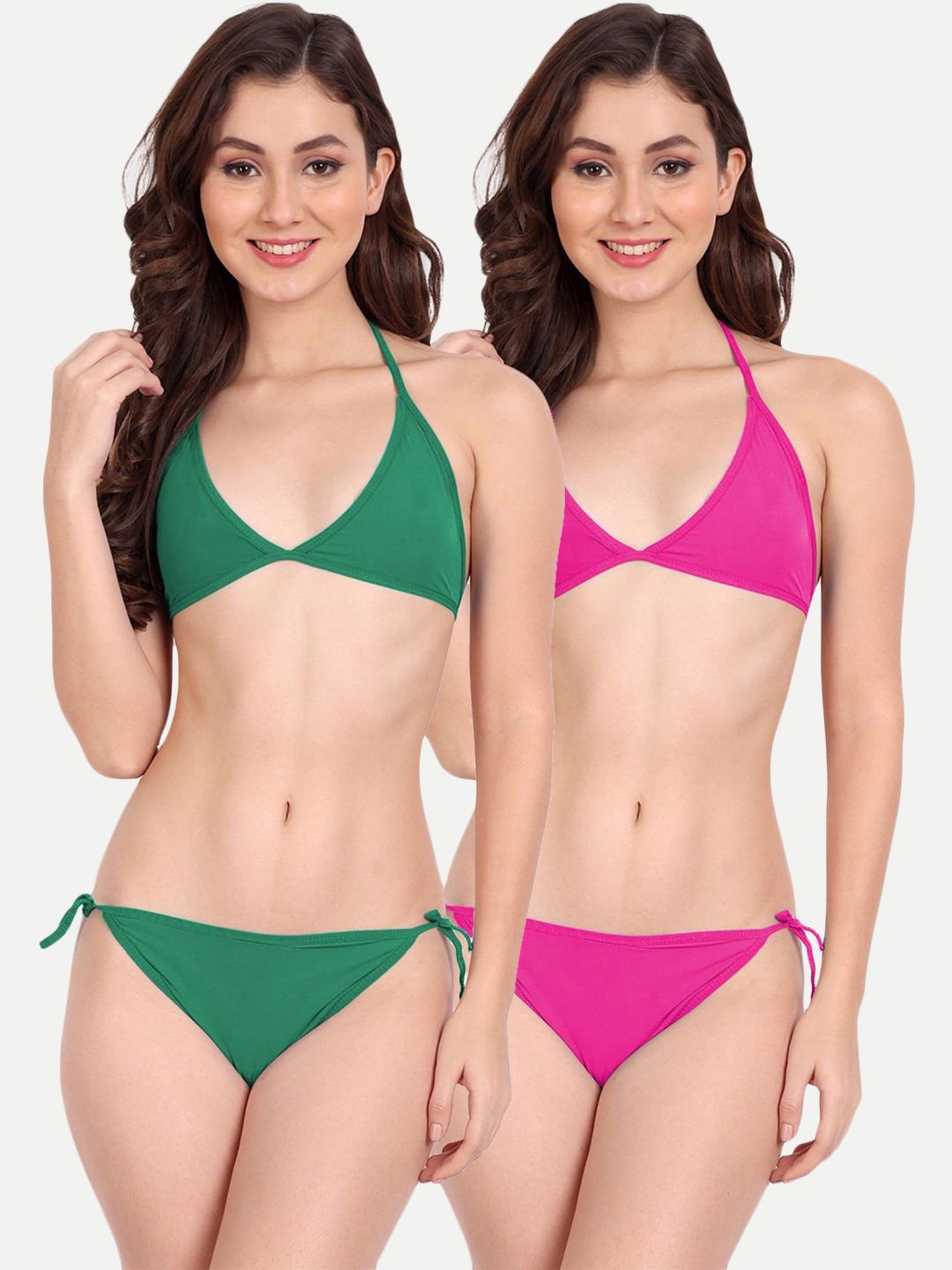 Plain Dark Green Satin Bra Panty Set at Rs 499/set in New Delhi