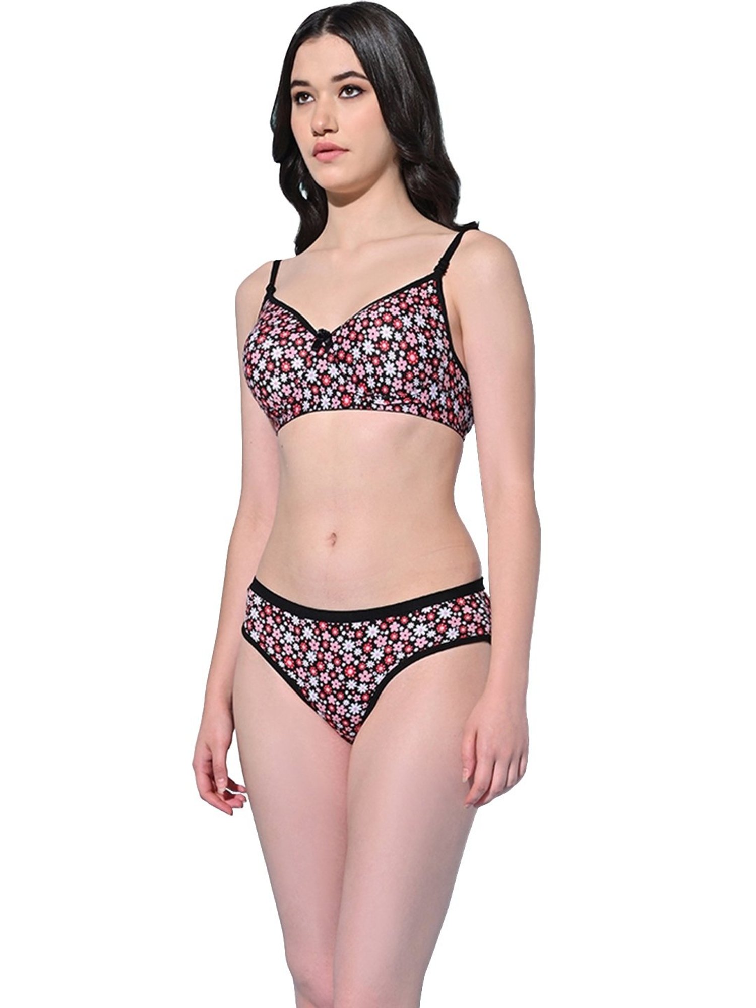 Spun Ladies Blue Floral Printed Bra Panty Set, Size: 28-40 at Rs