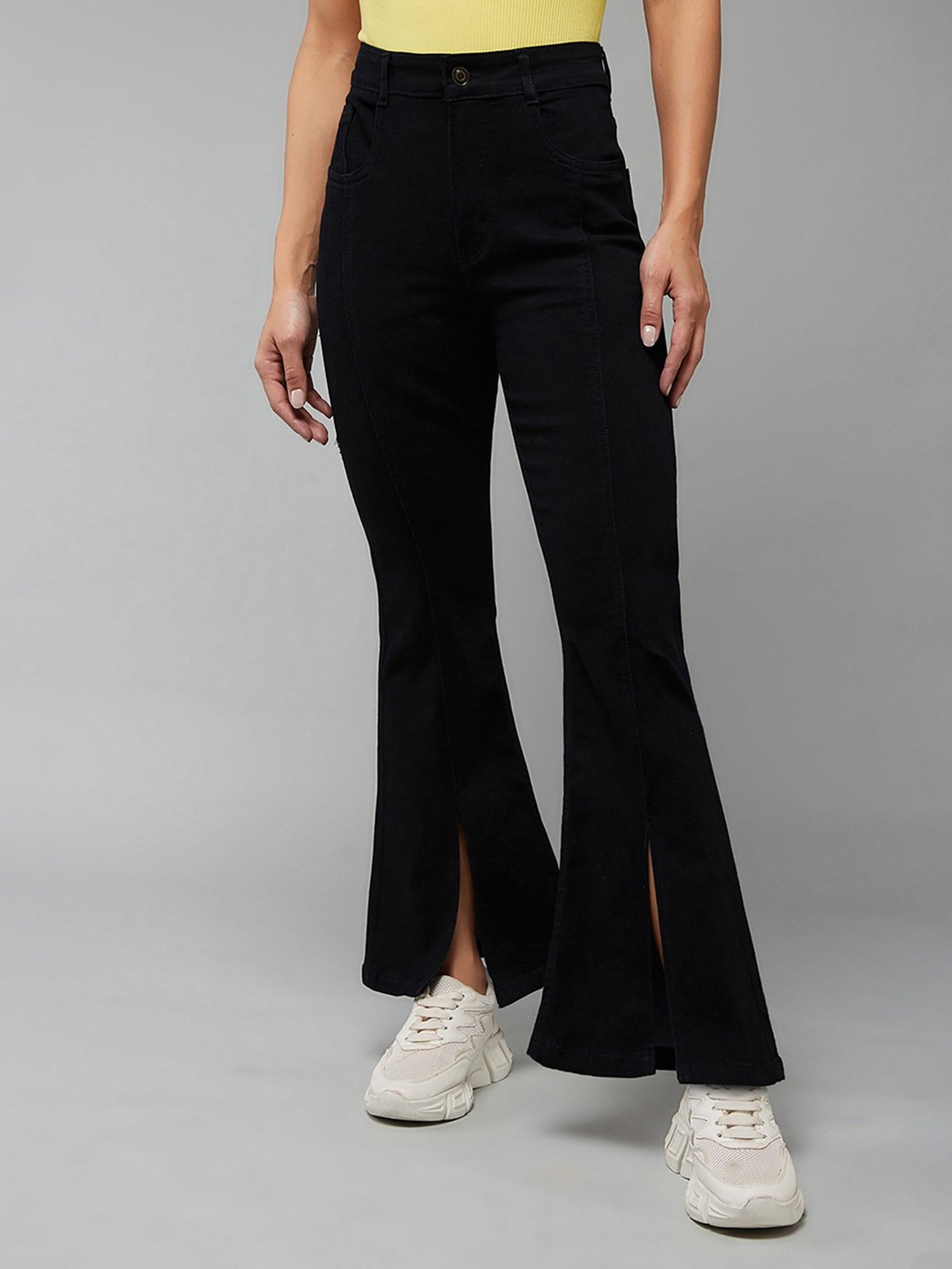 Black Cotton High Rise Jeans